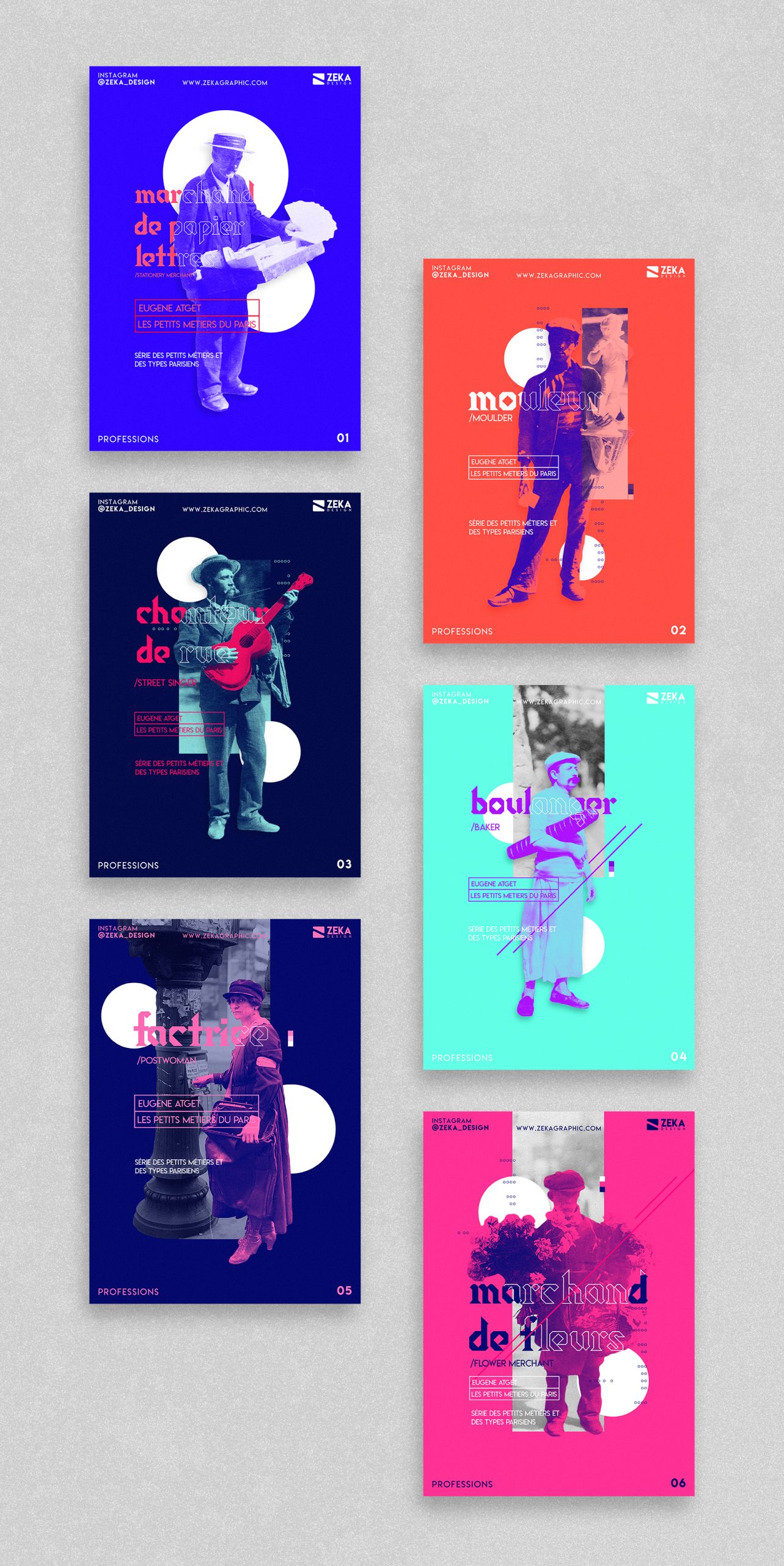 2020 Professions Color Poster Design Collection Zeka Design