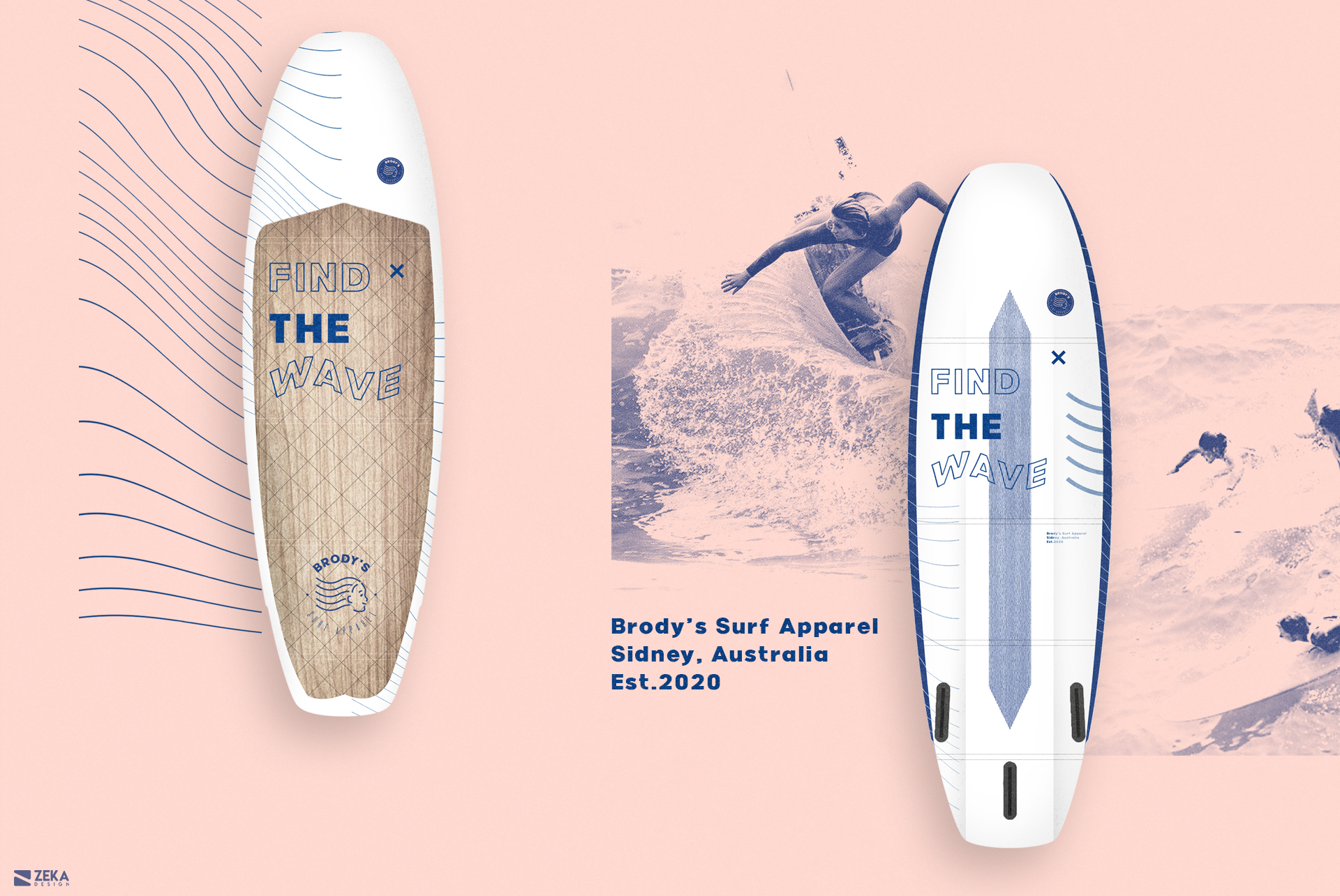 Brodys Surf Logo Design Brand Identity Design Concept by Zeka Design
