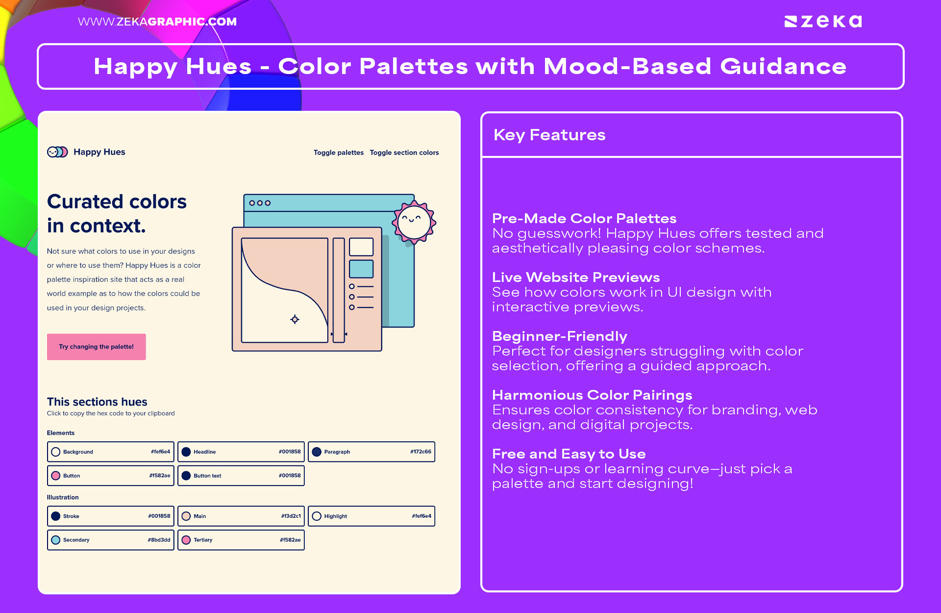 Happy Hues - Color Palettes with Mood-Based Guidance