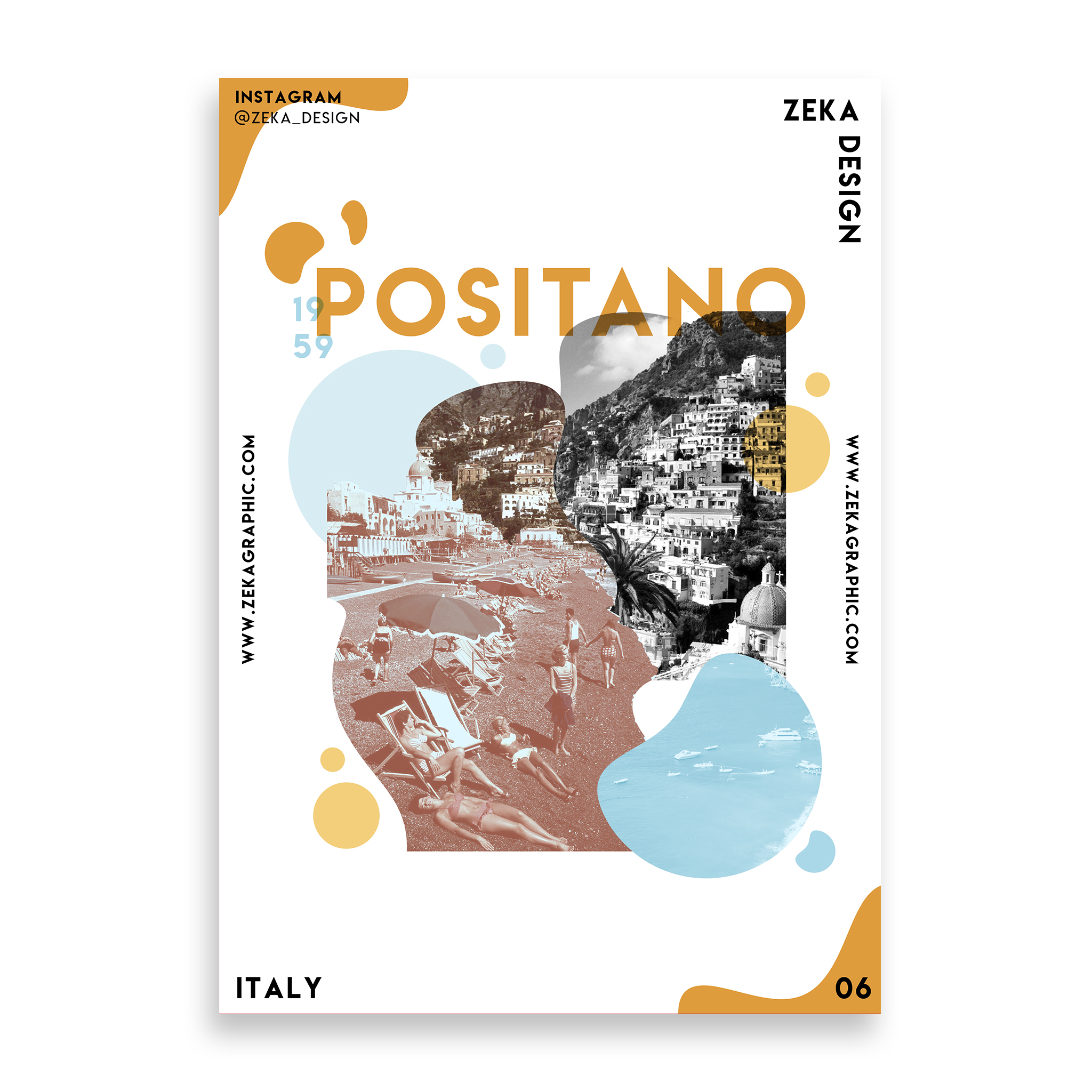 Positano Italy Poster Design Collection Zeka Design