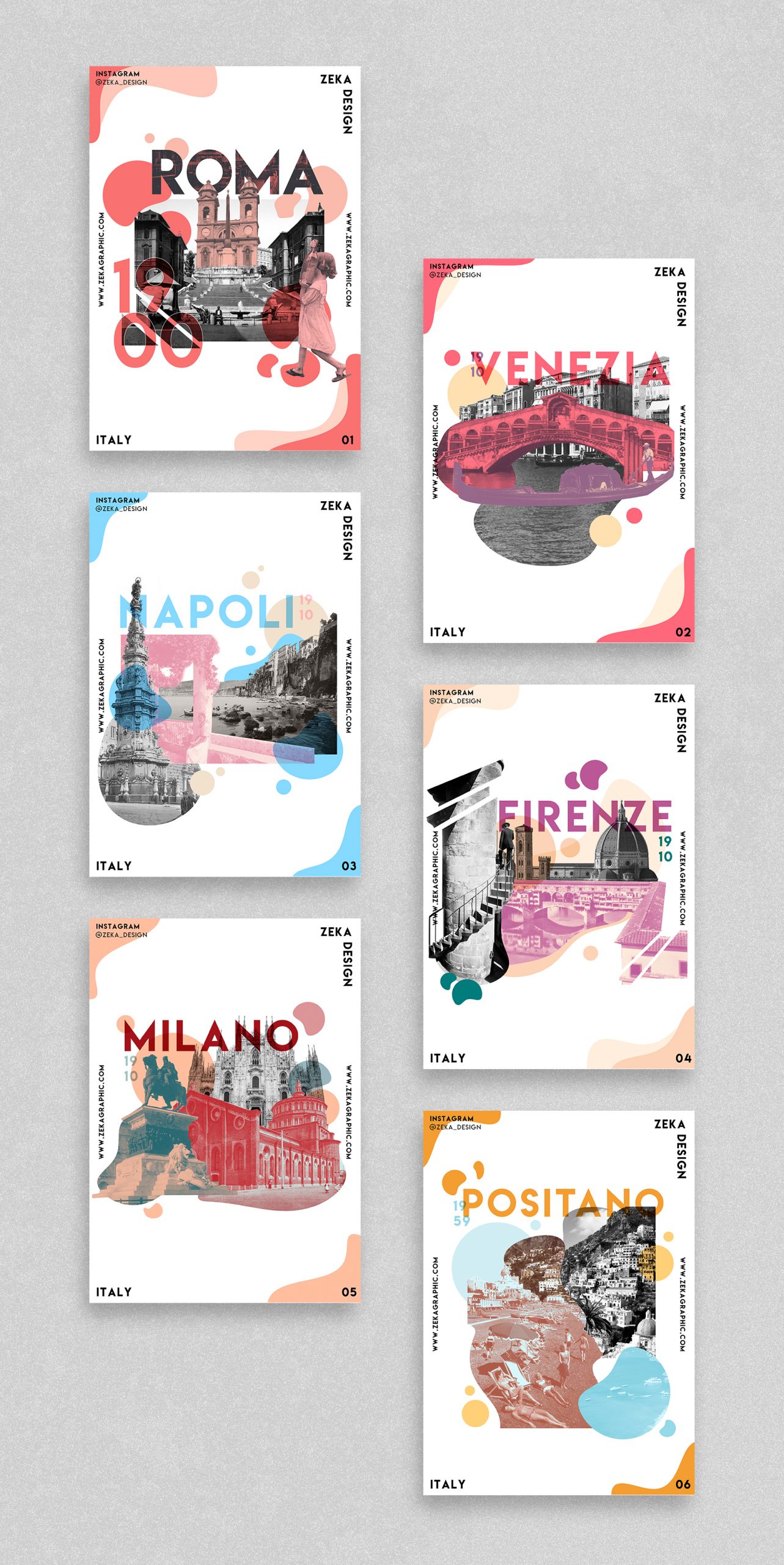 Italy Poster Design Collection Zeka Design