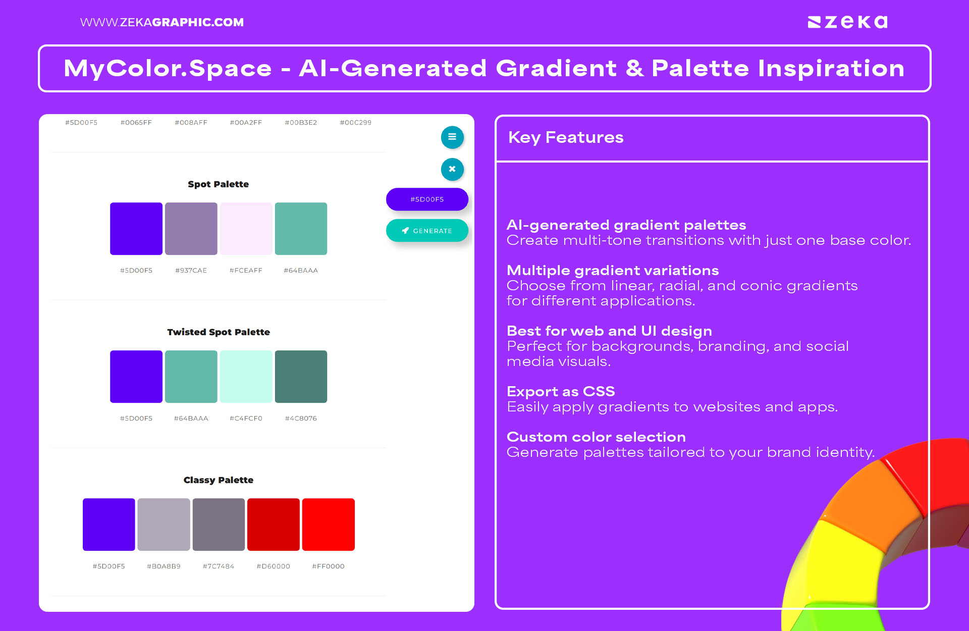MyColor.Space - AI-Generated Gradient & Palette Inspiration