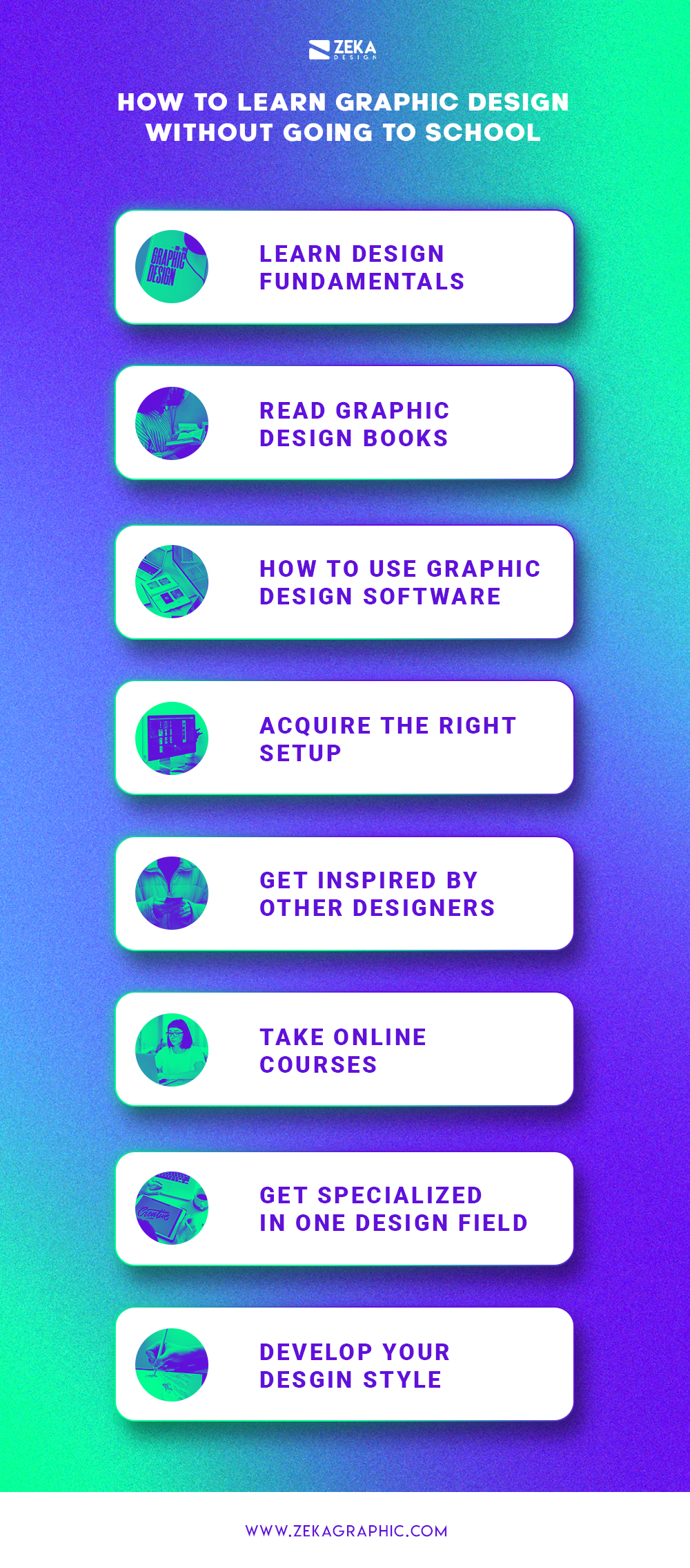 8 Tips How To Learn Graphic Design Without Going To School Infographic