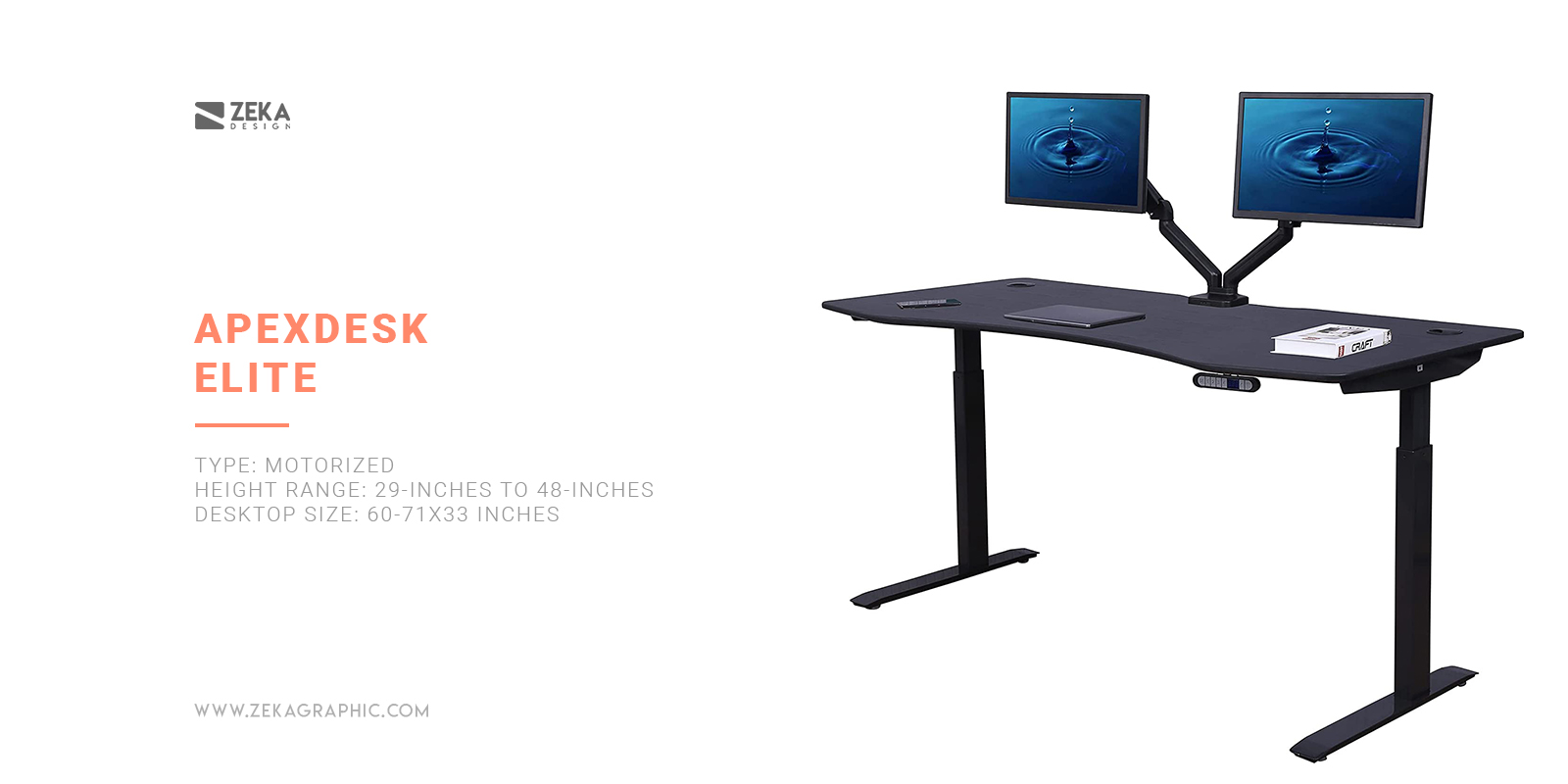 ApexDesk Elite Best Standing Desk With Large Desktop