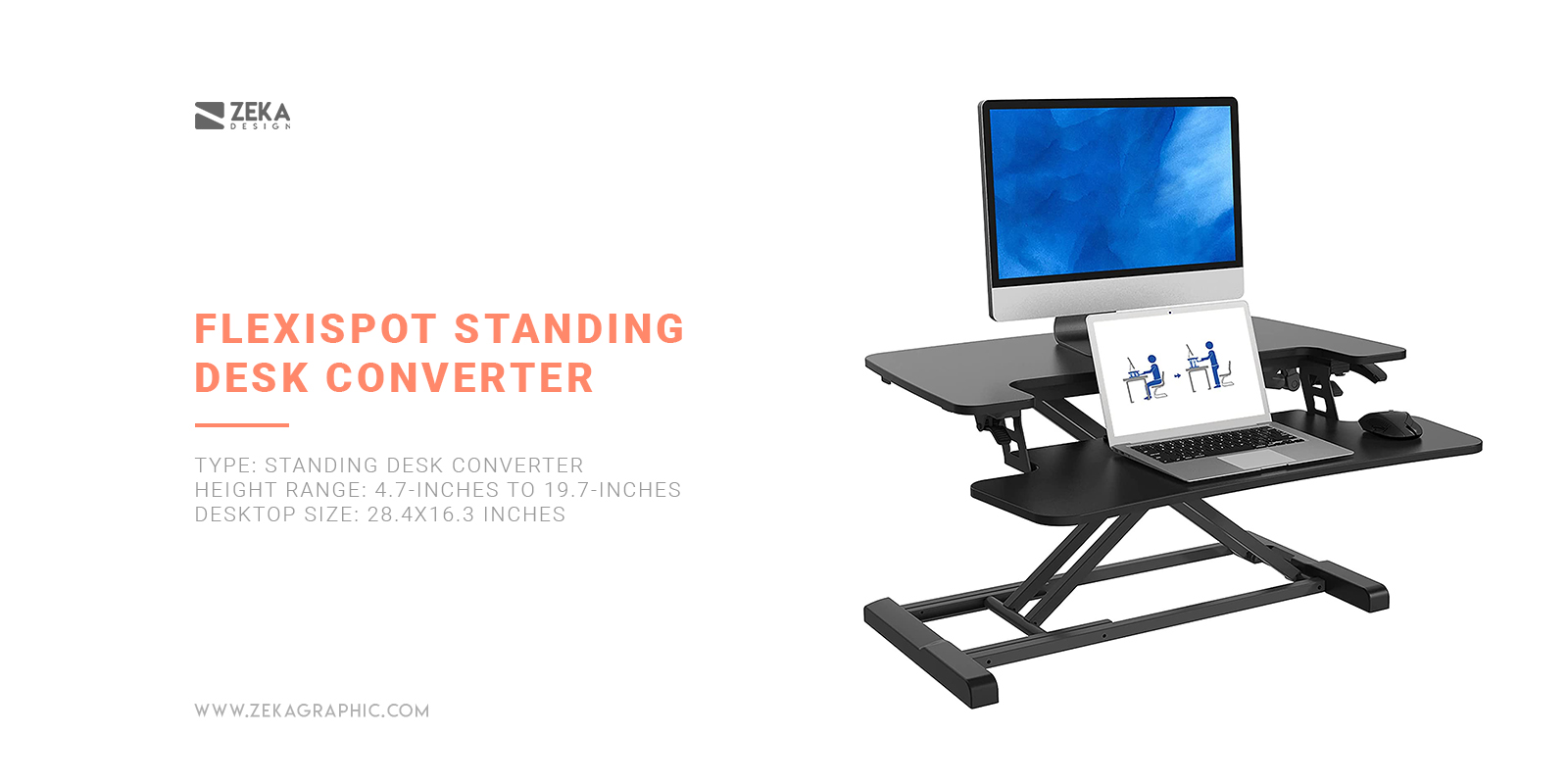 FlexiSpot Standing Desk Converter 28 Inches Best Affordable Standing Desk Converter