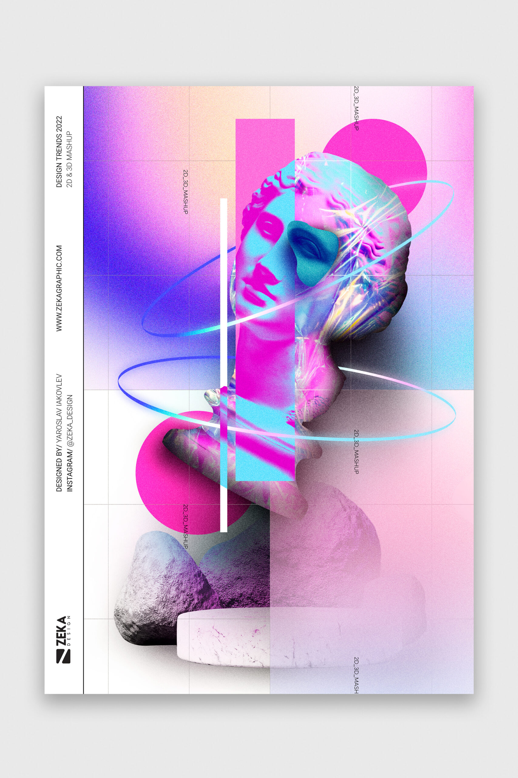 Graphic Design Trends 2022 2D and 3D Mashup