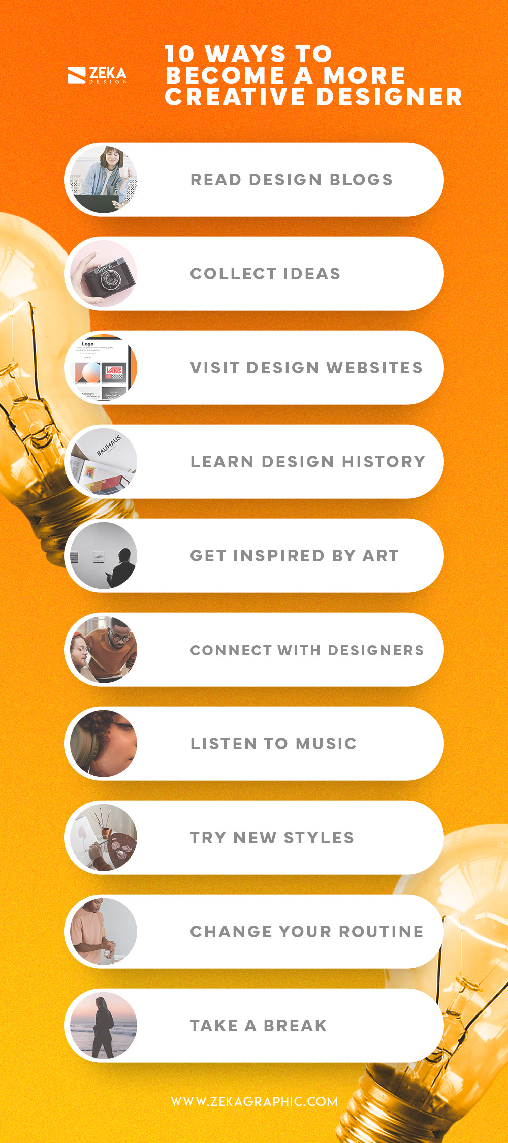 10 Ways To Become a Creative Designer Infographic