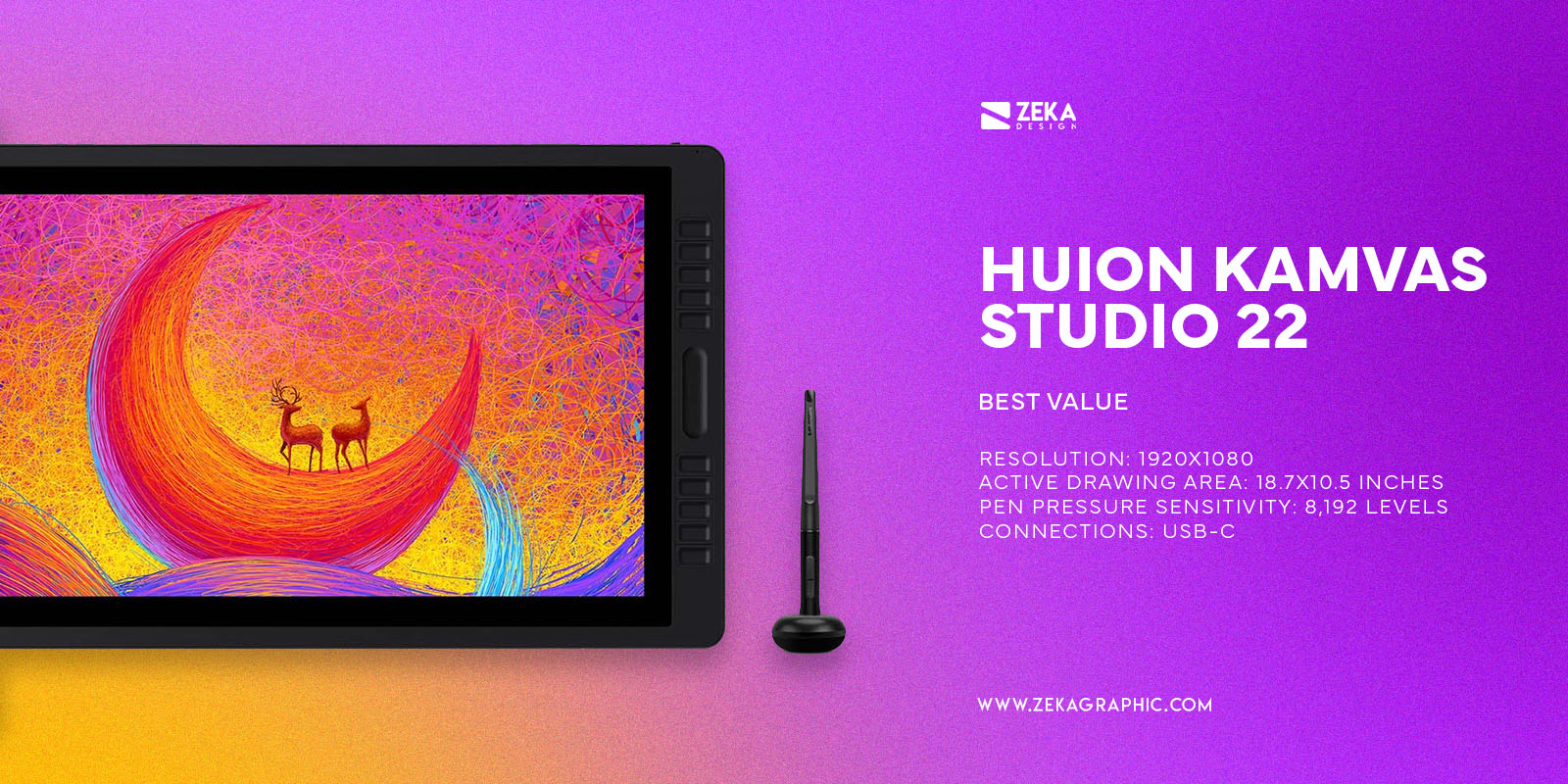 Huion Kamvas Studio 22 Great Value Standalone Drawing Tablet for Designers