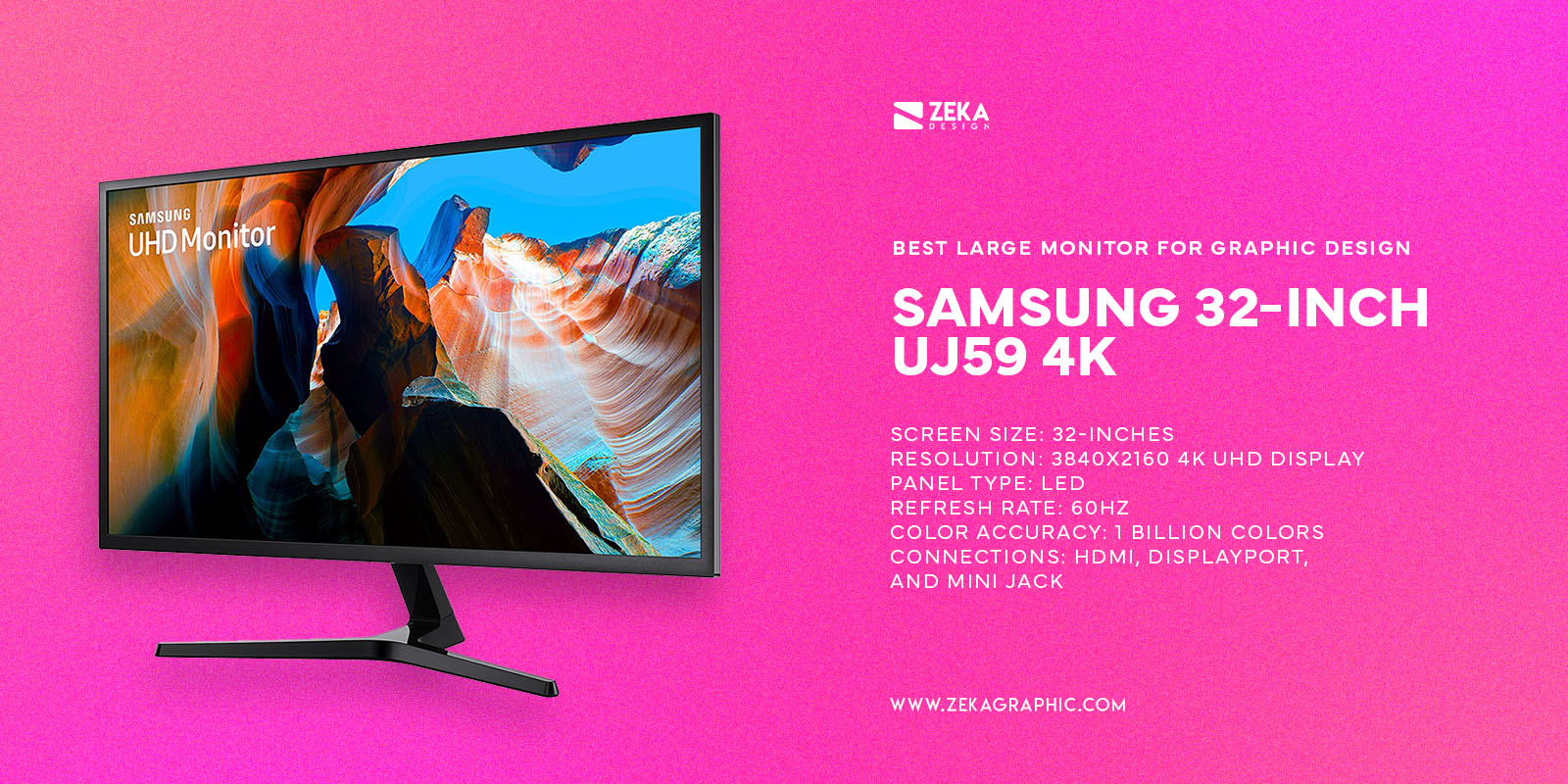 Samsung 32-Inch UJ59 4K Best Large Monitor for Graphic Design and Gaming
