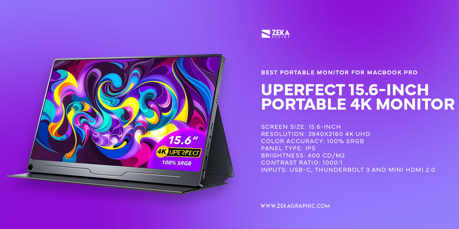 UPerfect 15.6-inch Portable 4K Monitor Best Portable Monitor For MacBook Pro