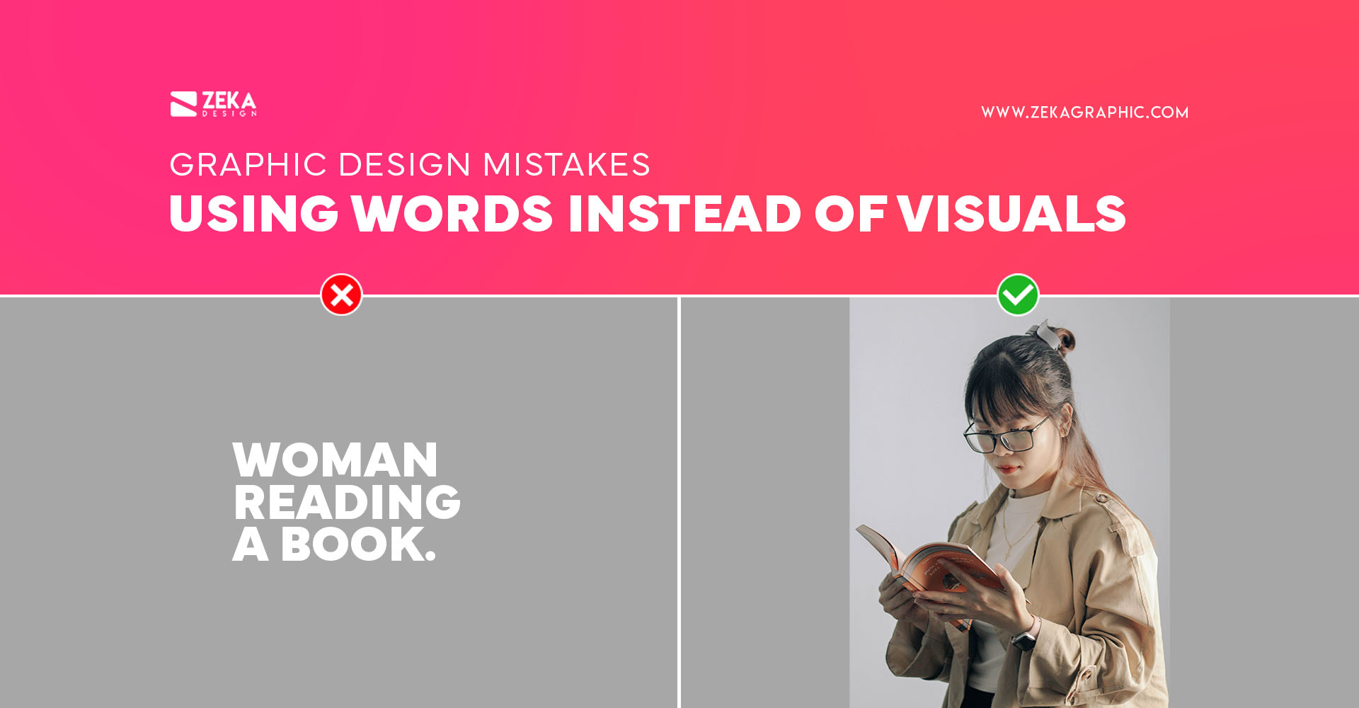 Using Words Instead of Visuals graphic design mistakes