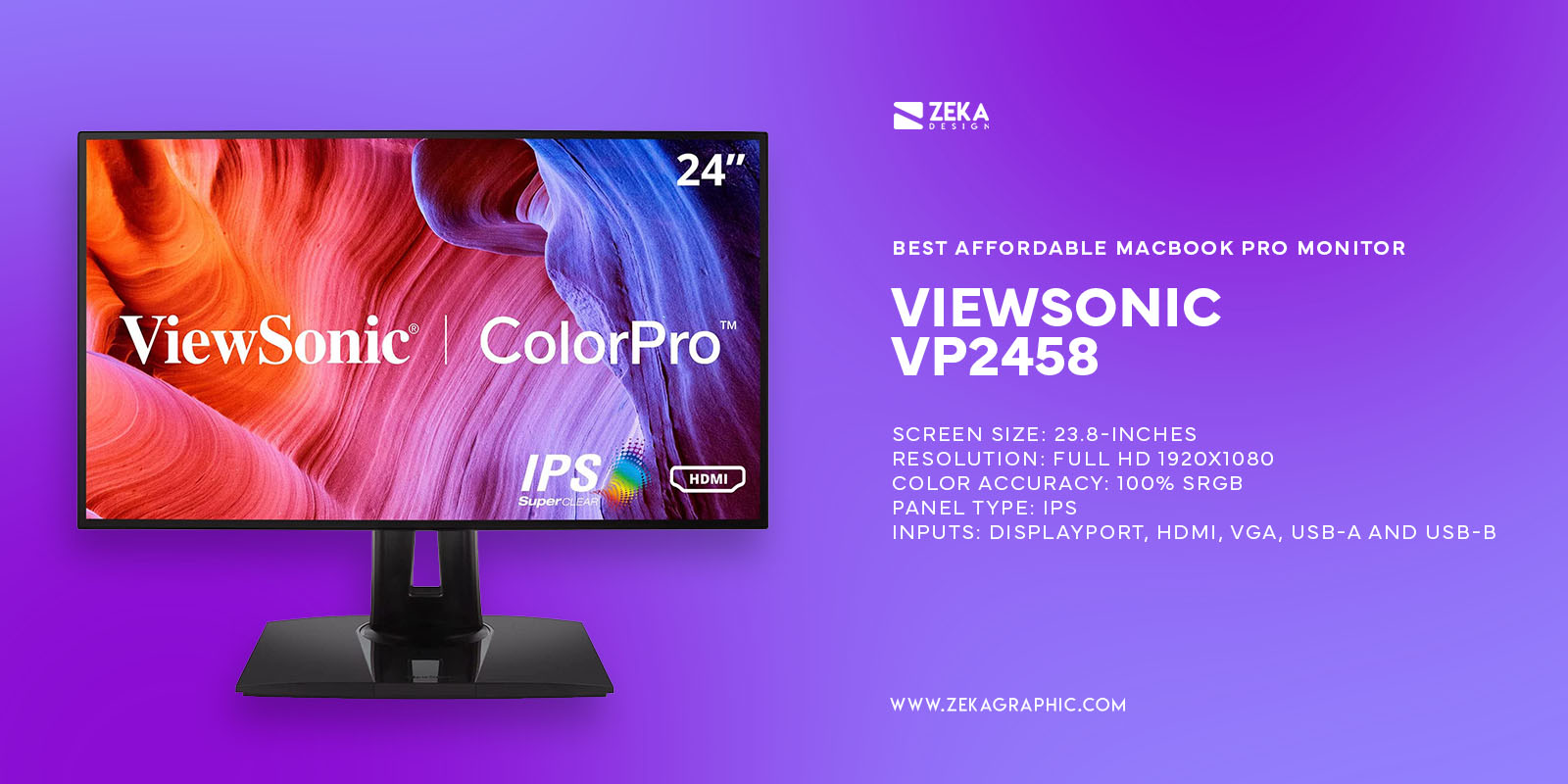 ViewSonic VP2458 Best Affordable MacBook Pro Monitor