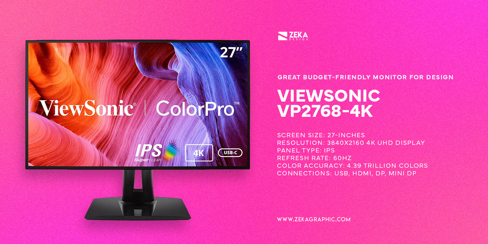 ViewSonic VP2768-4K Great Budget-Friendly Monitor For Graphic Design