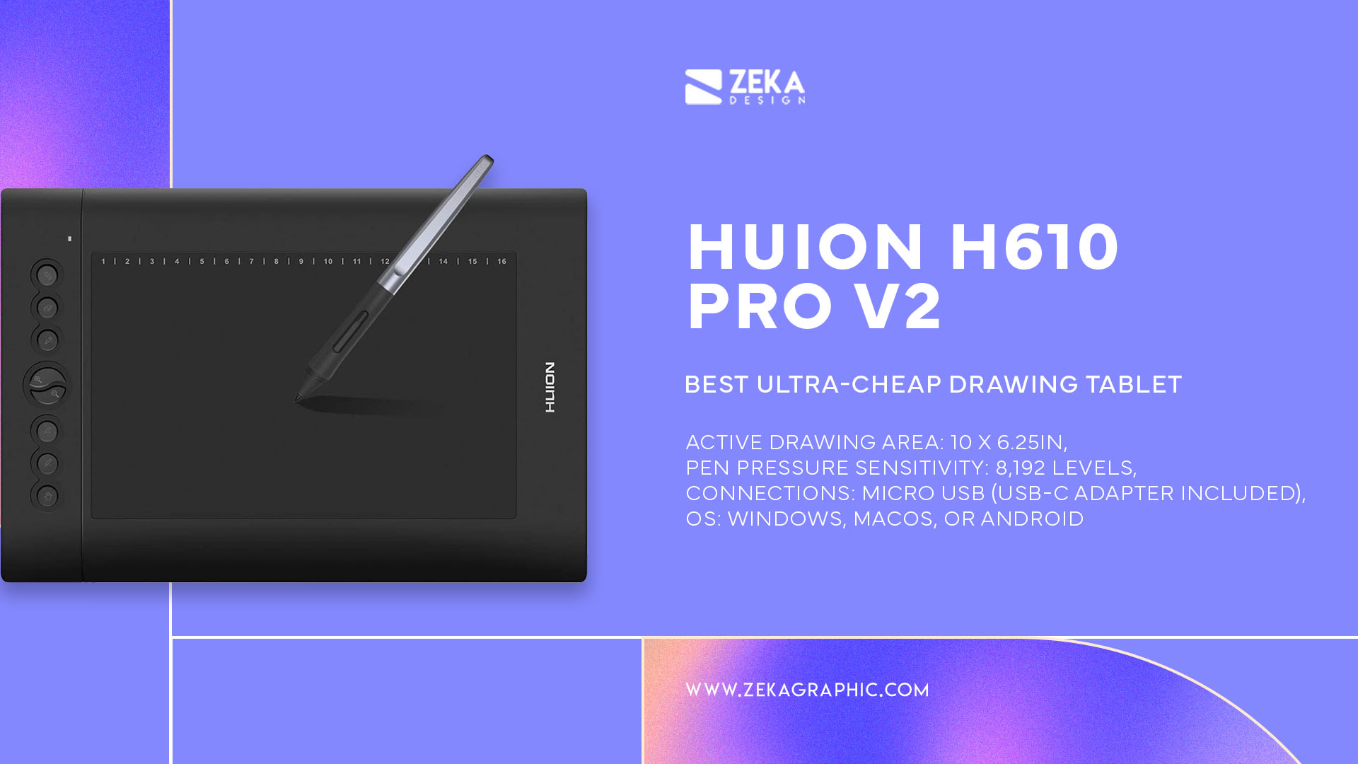 Huion H610 Pro V2 Best Value Ultra-Cheap Drawing Tablet