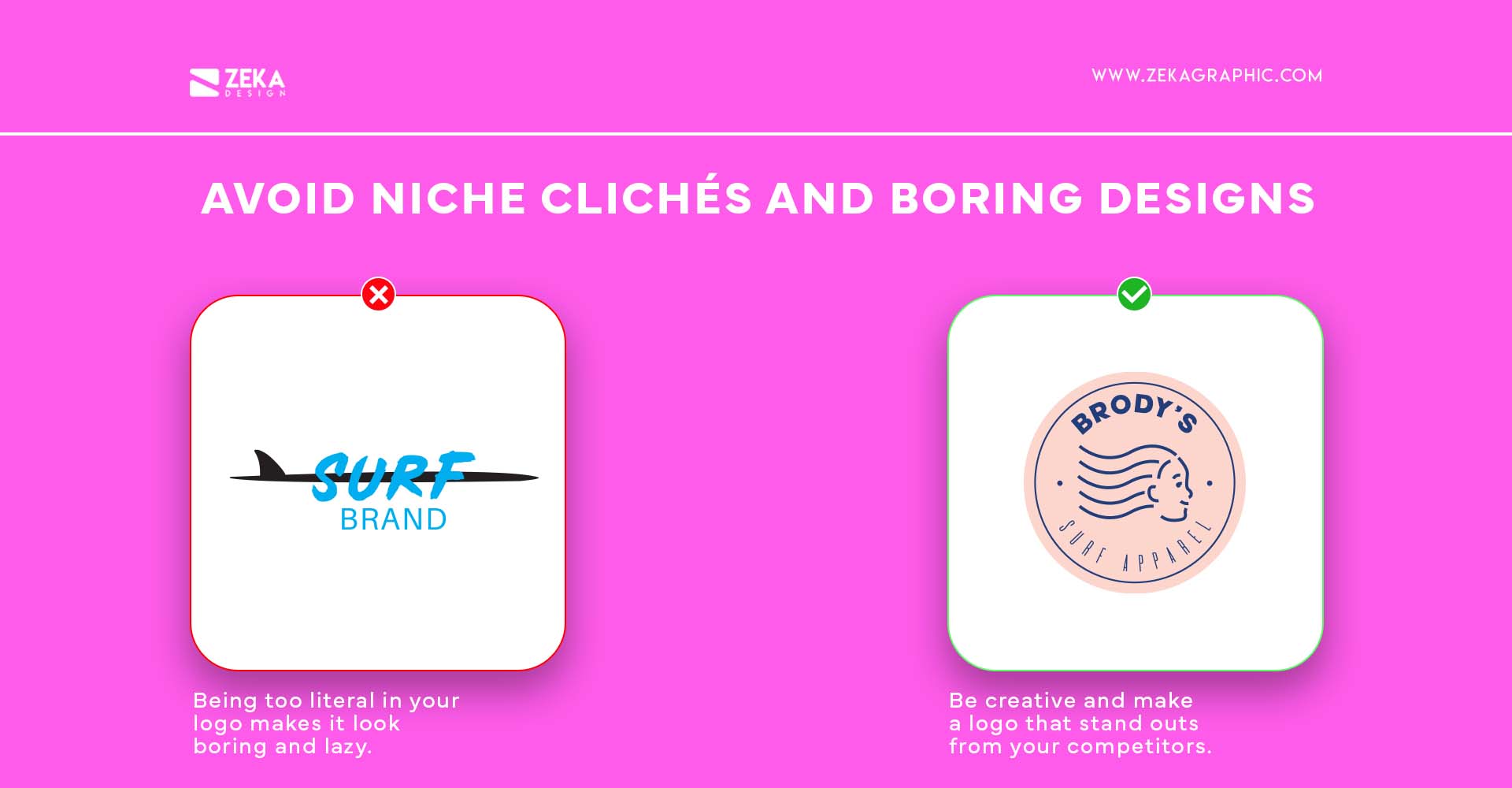 Avoid Niche Clichés and Boring Designs Small business logo tips
