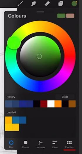 Color Disc open in Procreate
