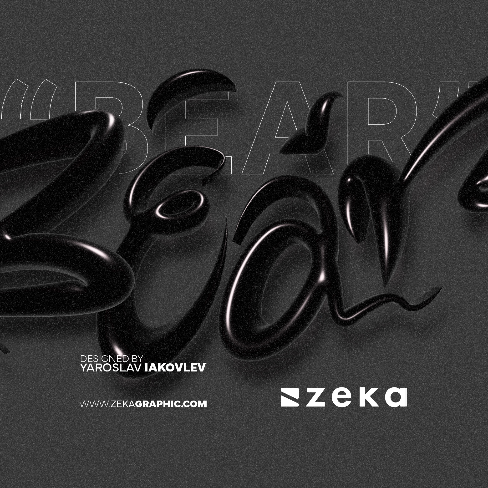 Bear 3D Typography Design by Zeka Design Square