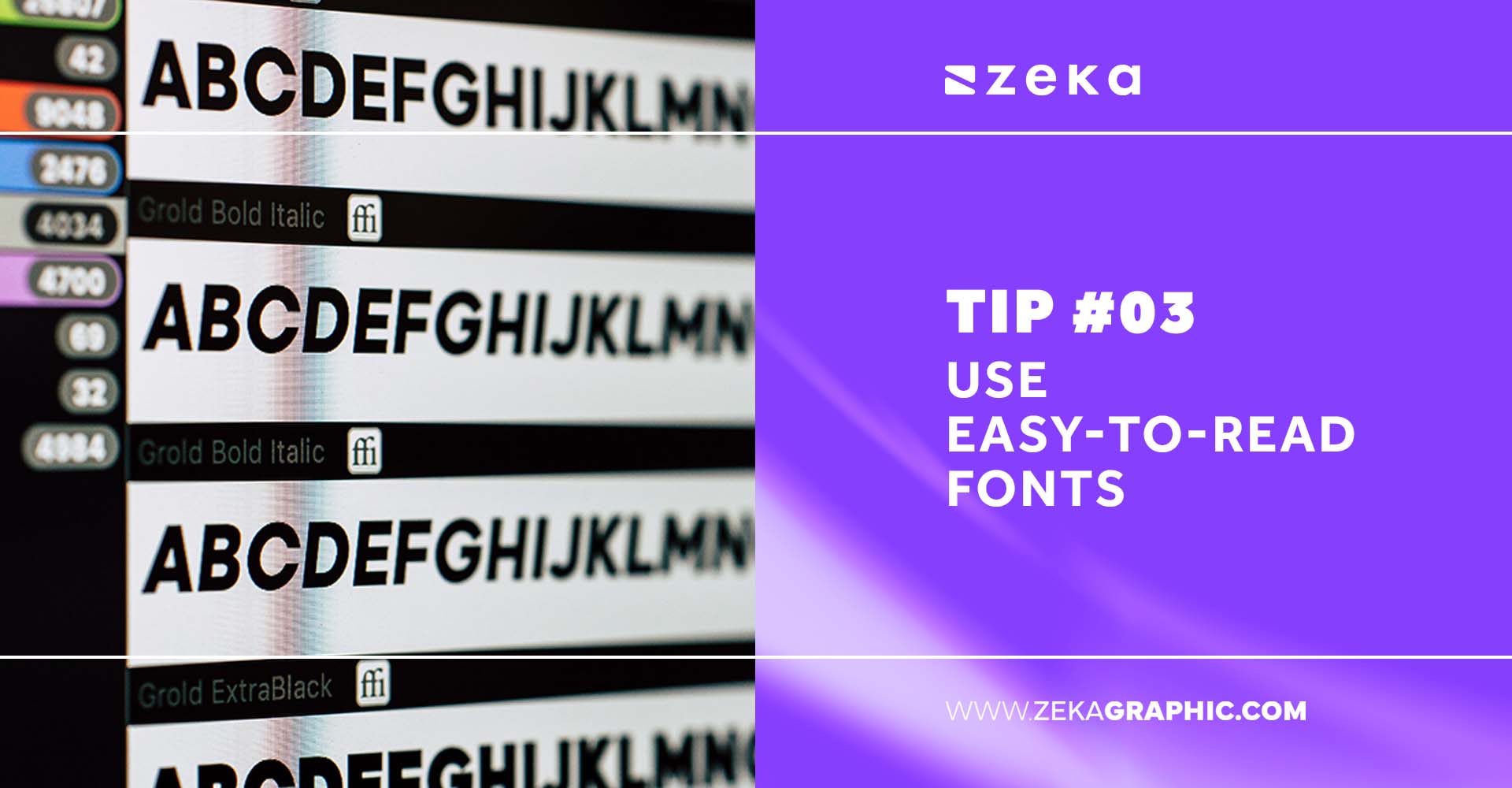 Design Tips for website Use easy-to-read fonts