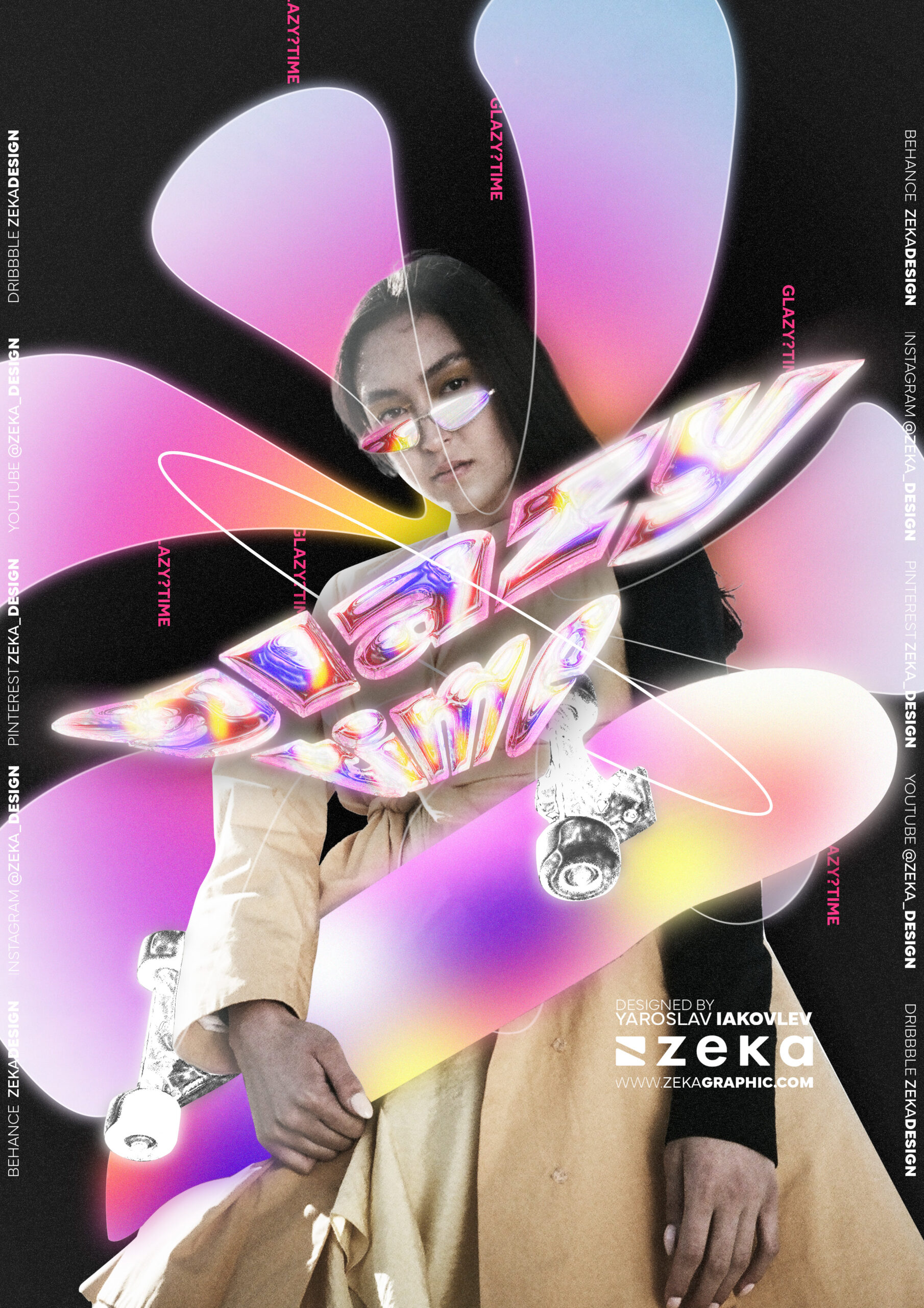 Glazy Time Poster Design 3D Typography by Zeka Design