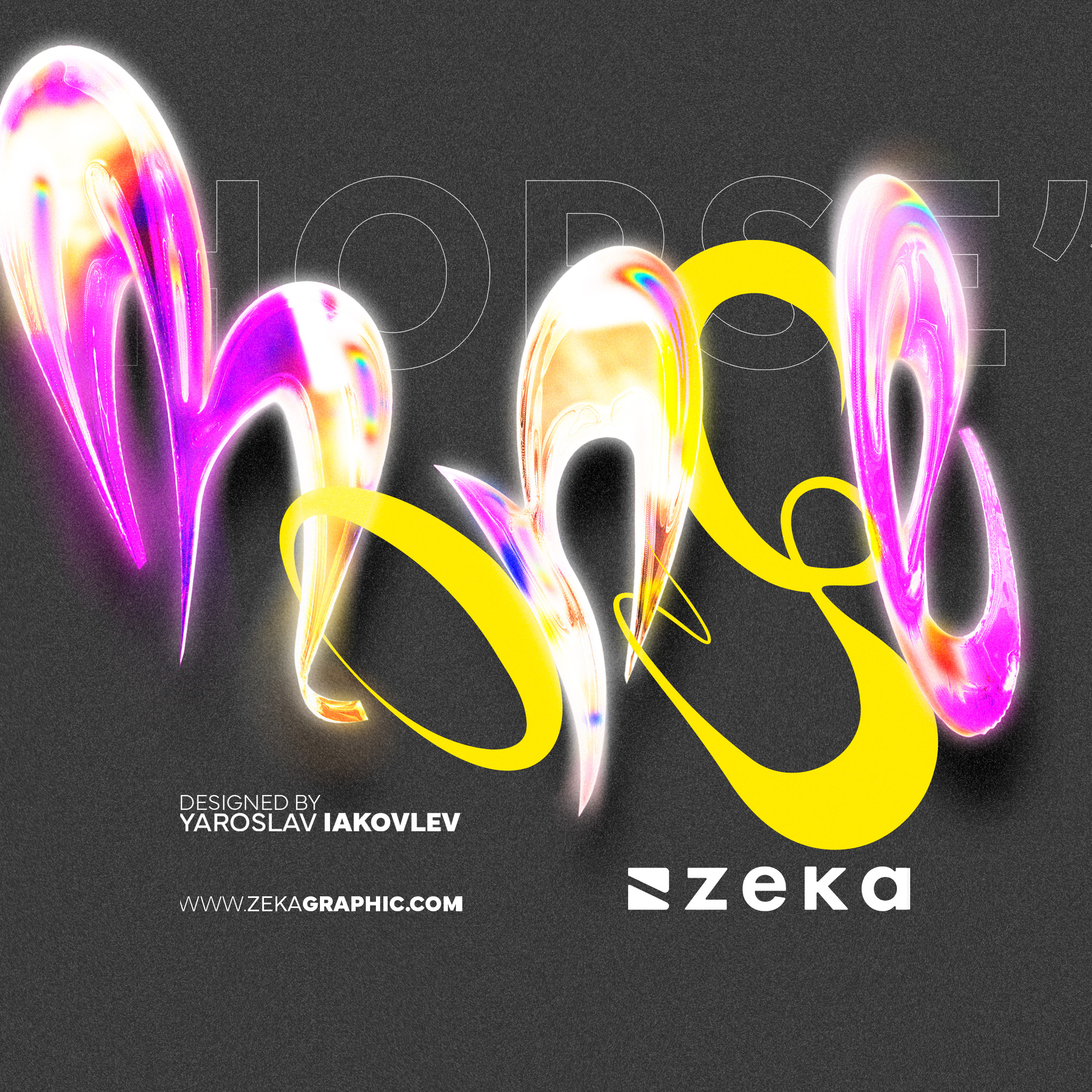 Horse 3D Glass Typography Design by Zeka Design Square