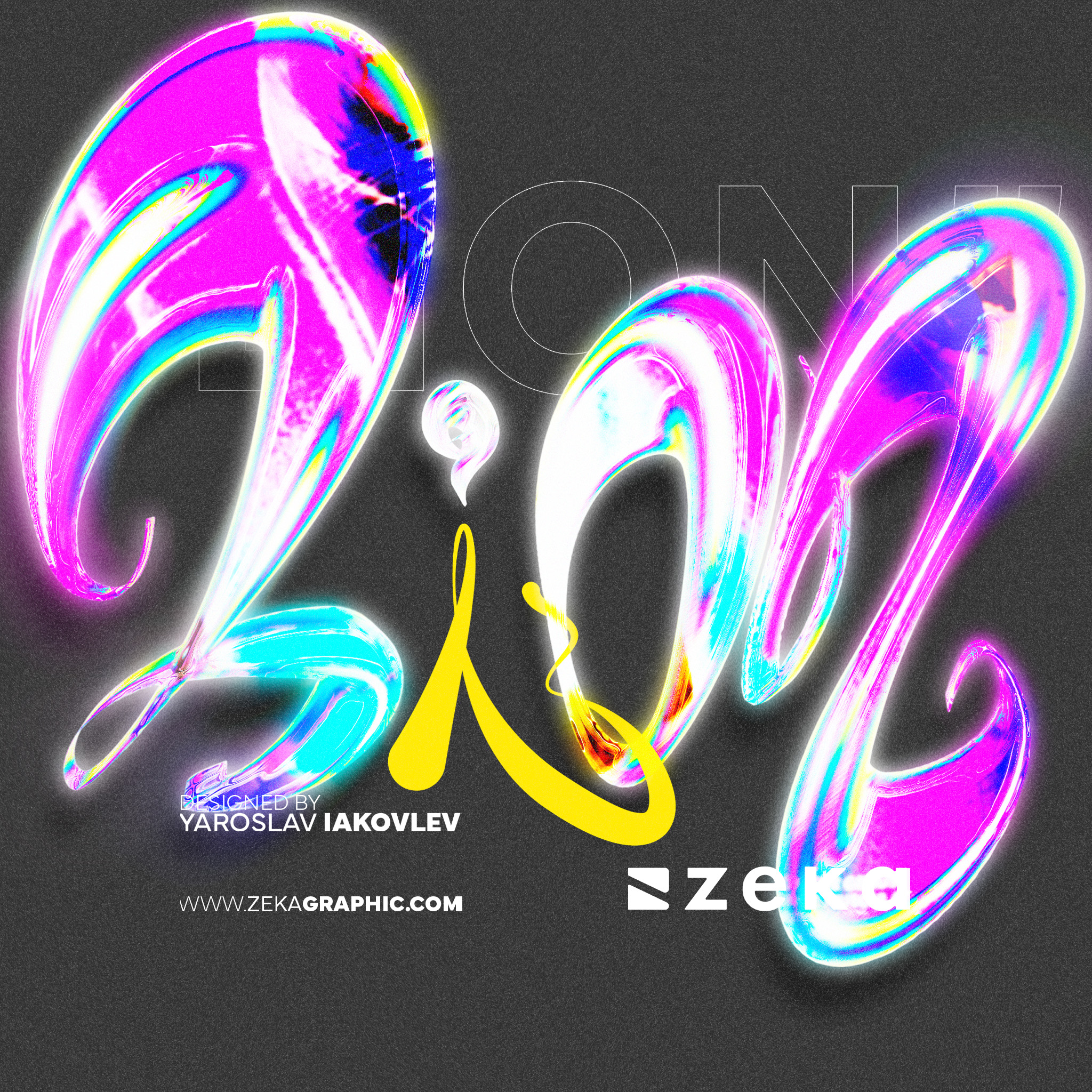 Lion 3D Glass Typography Design by Zeka Design Square