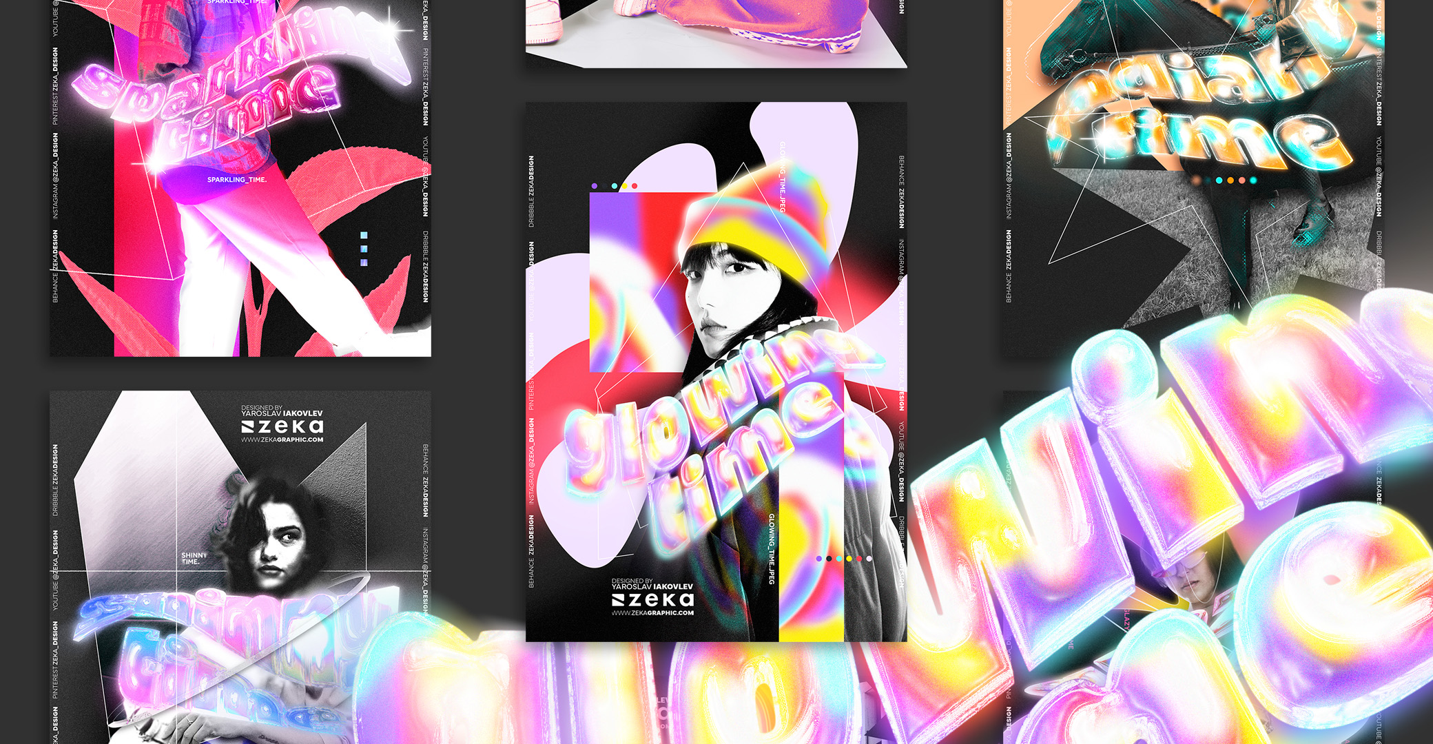 Shinny Poster Design and 3D Typography Cover