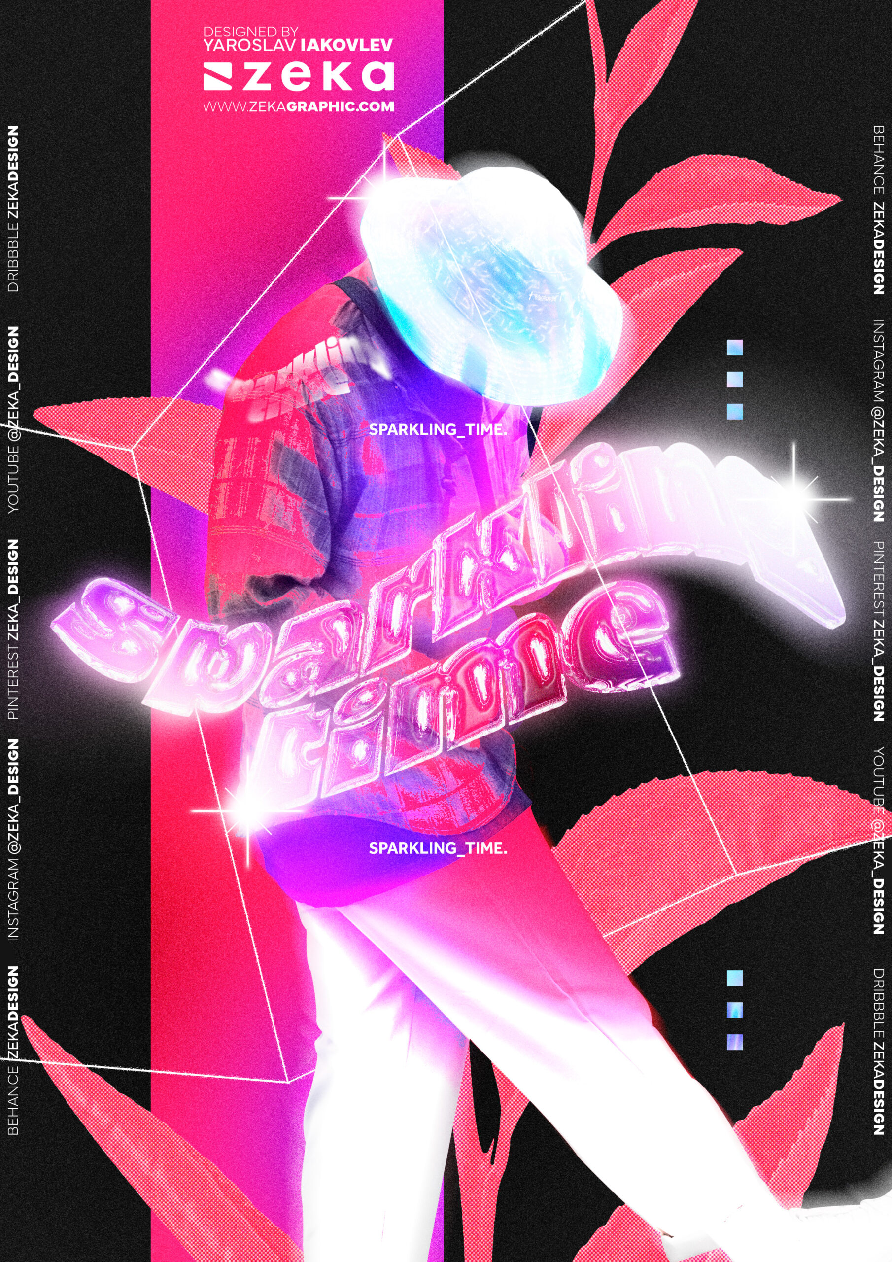 Sparkling Time Poster Design 3D Typography by Zeka Design