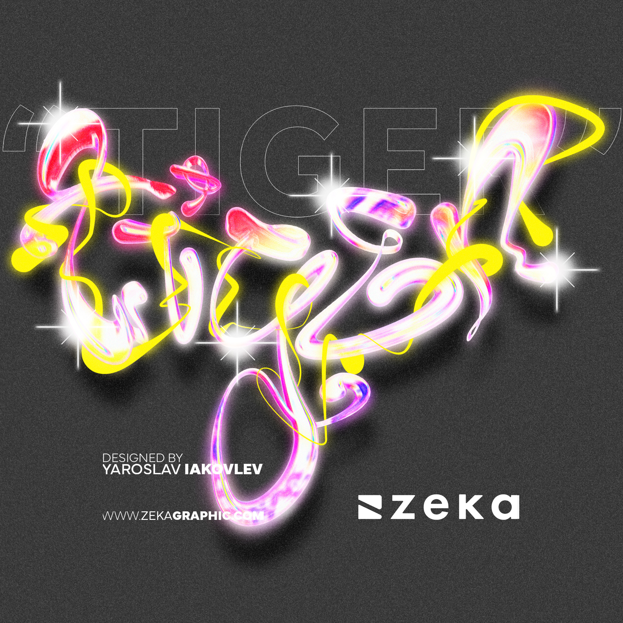 Tiger 3D Glass Typography Design by Zeka Design Square