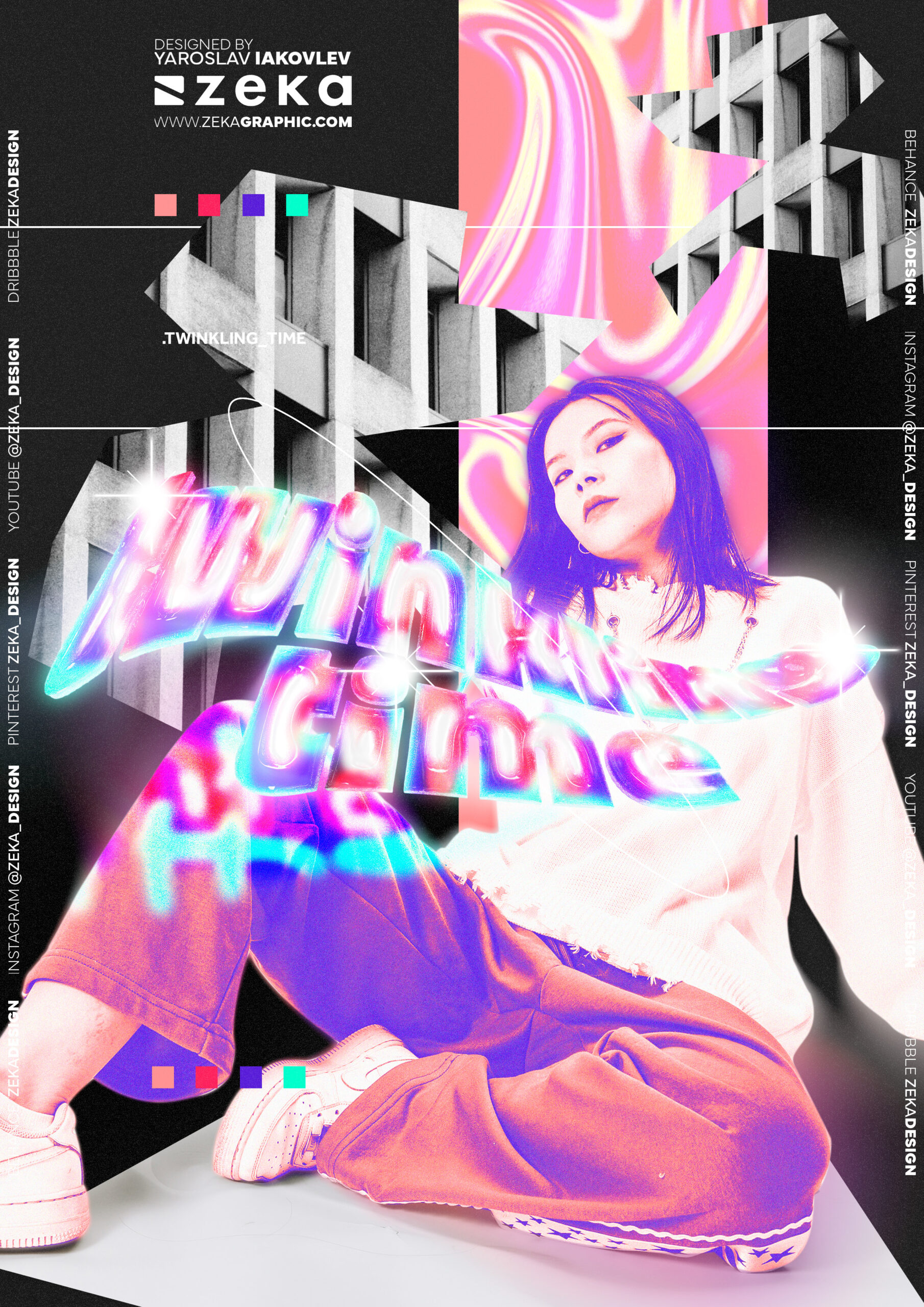 Twinkling Time Poster Design 3D Typography by Zeka Design