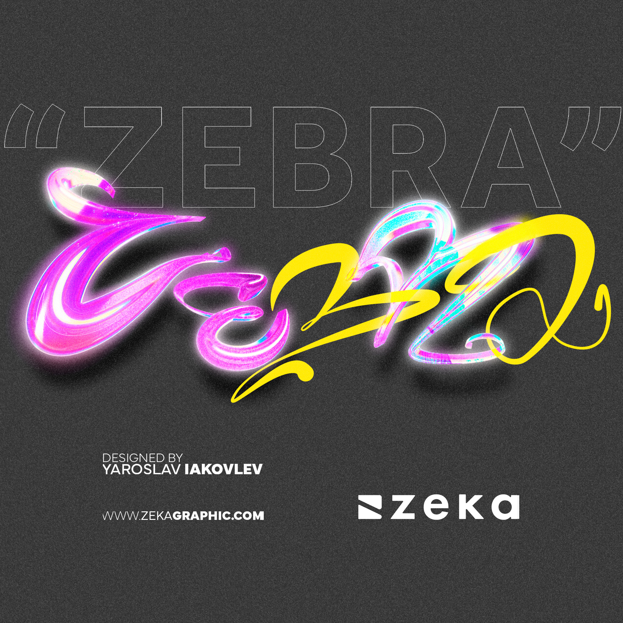 Zebra 3D Glass Typography Design by Zeka Design Square