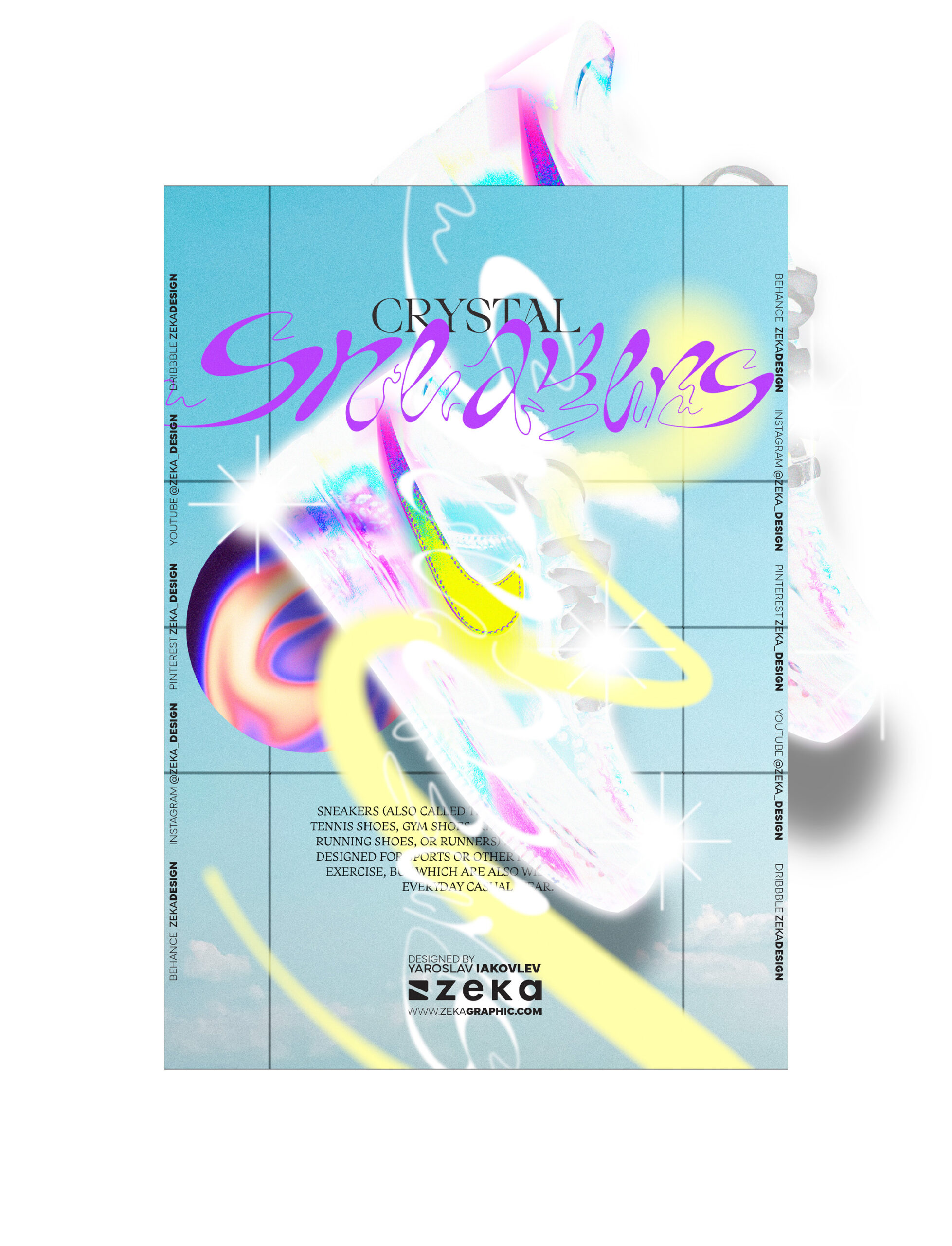 Crystal Sneakers Poster Design and Custom Typography Inspiration by Zeka Design