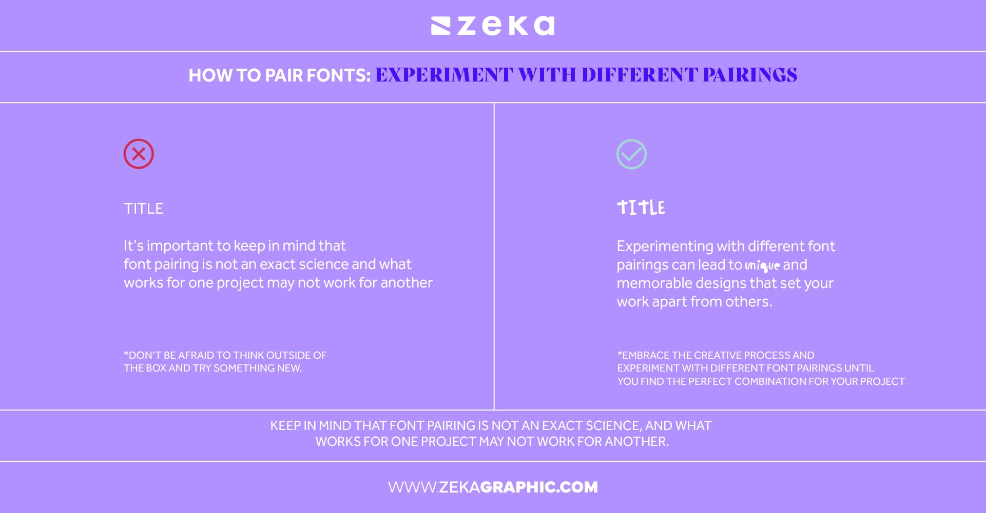 Experiment with different pairings