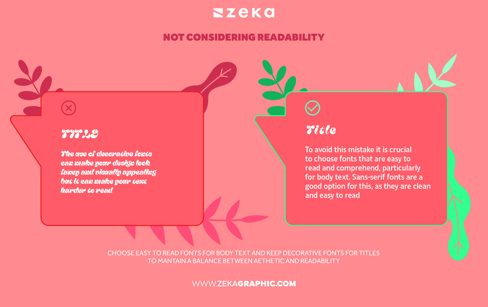 font pairing mistake Not Considering Readability