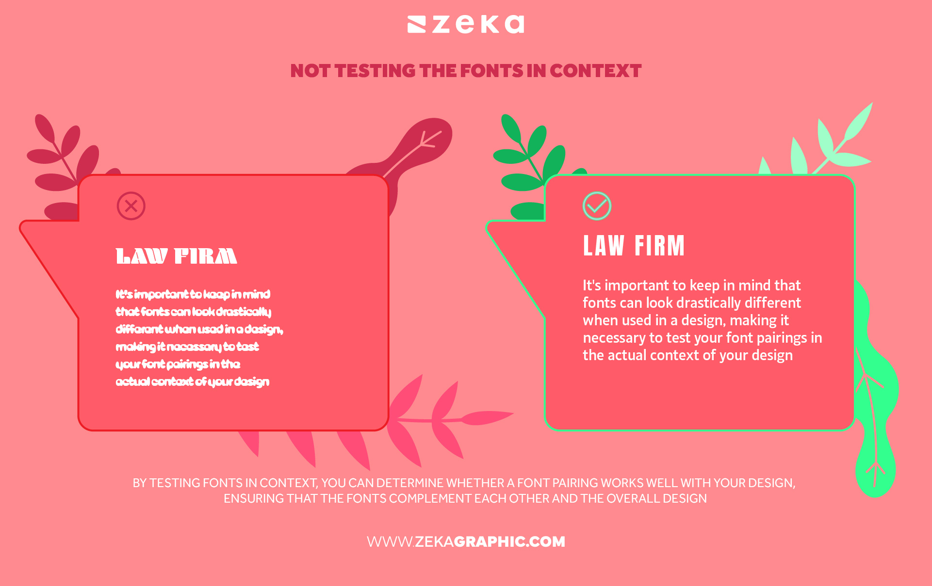 font pairing mistake Not testing the fonts in context