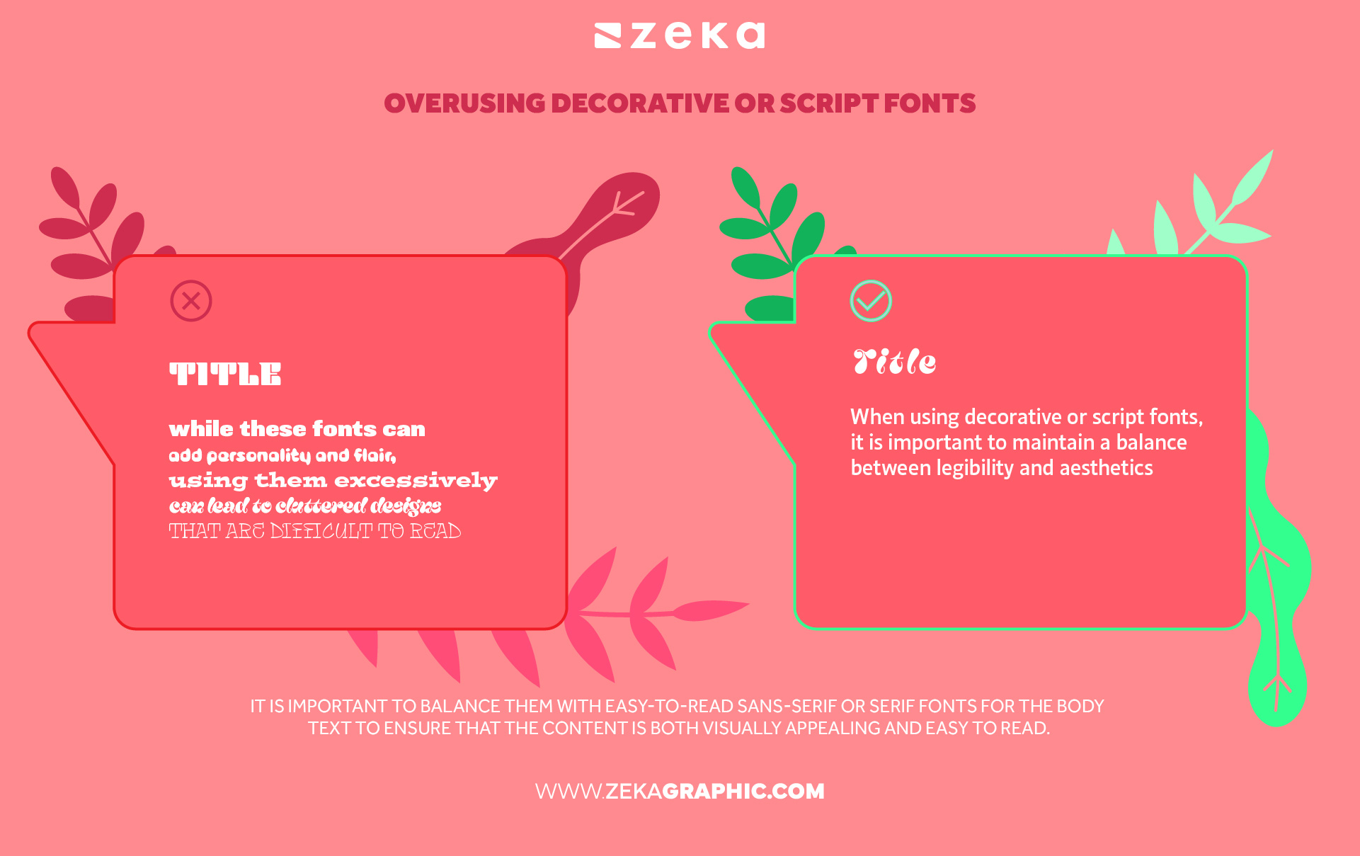 font pairing mistake Overusing decorative or script fonts