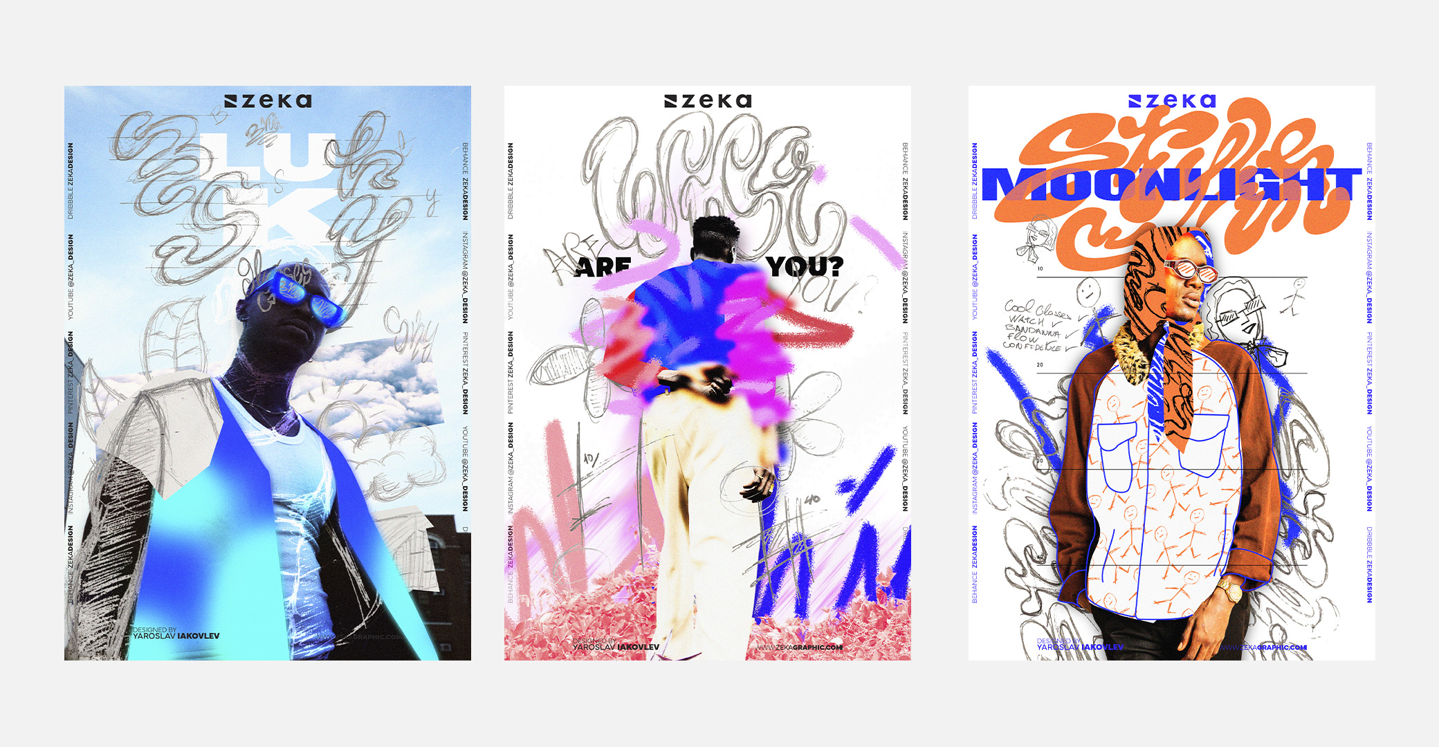 Sketch Pencil Drawings Poster Design 1-3