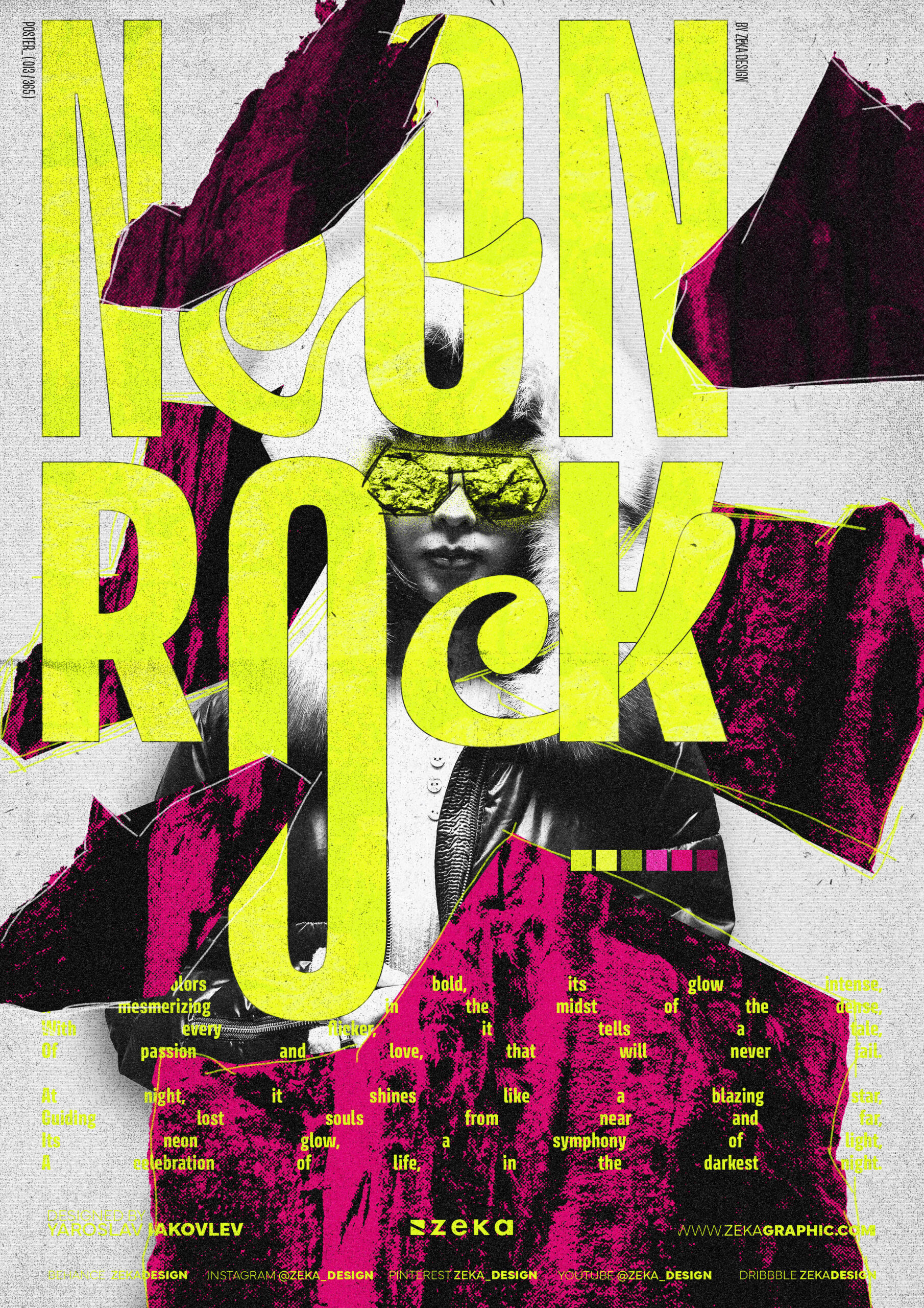 0013 Neon Rock Poster Design by Zeka Design