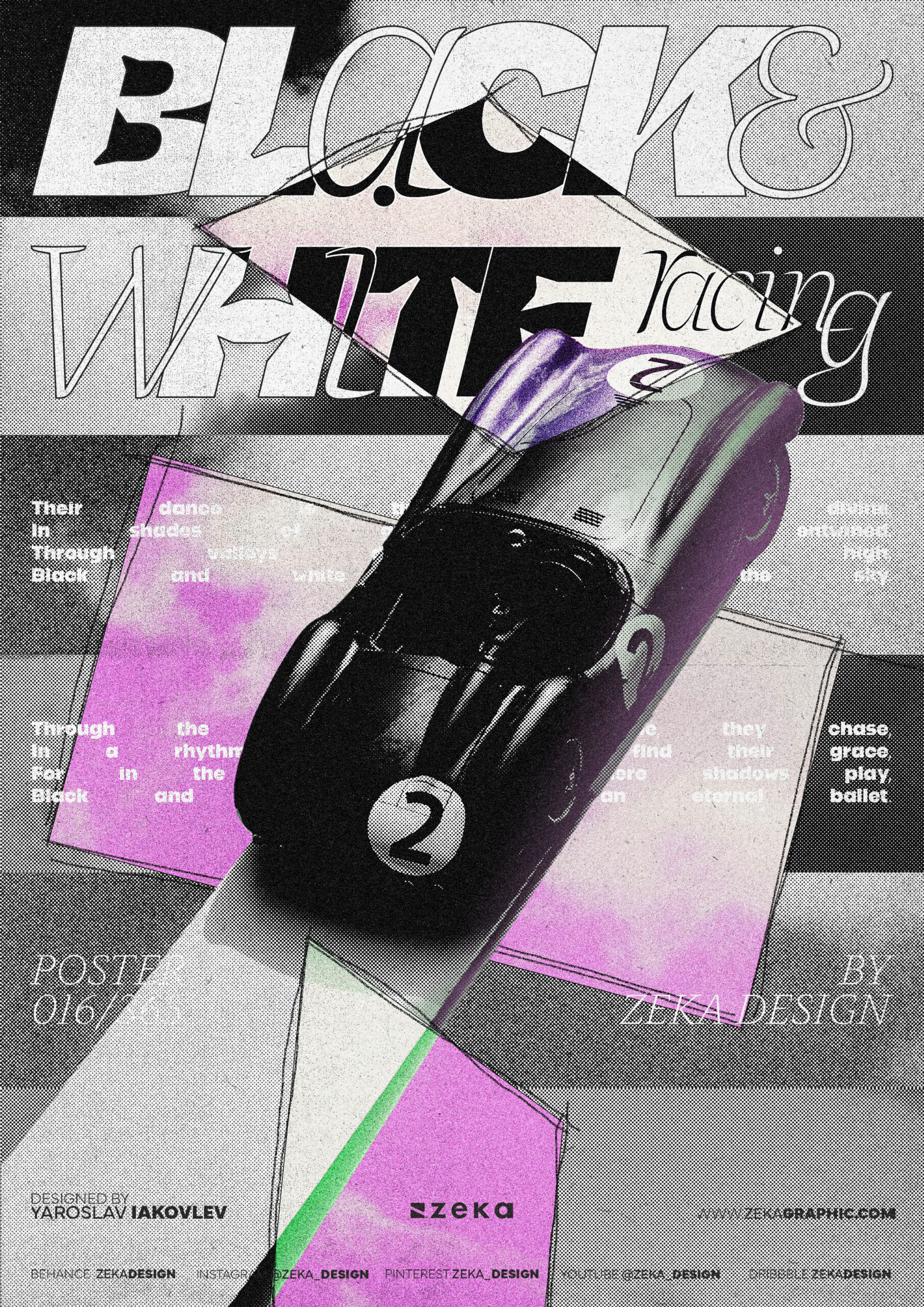 0016 Black and white racing Poster Design by Zeka Design