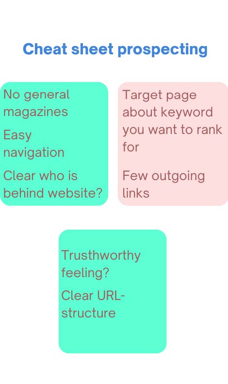 Cheat sheet prospecting backlinks