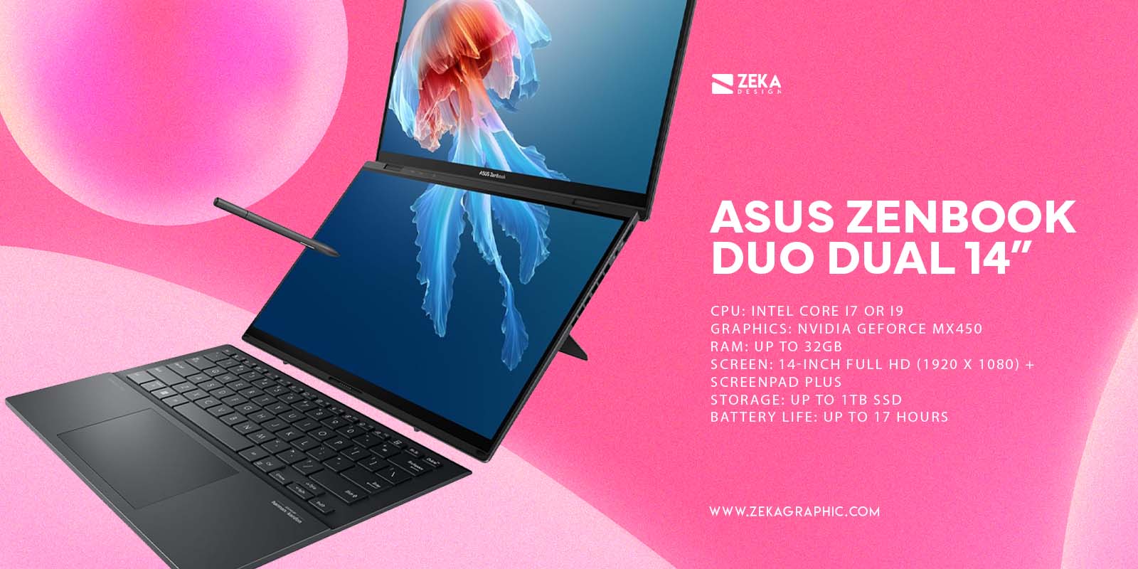 ASUS Zenbook Duo Dual 14 Best Dual Screen Laptop