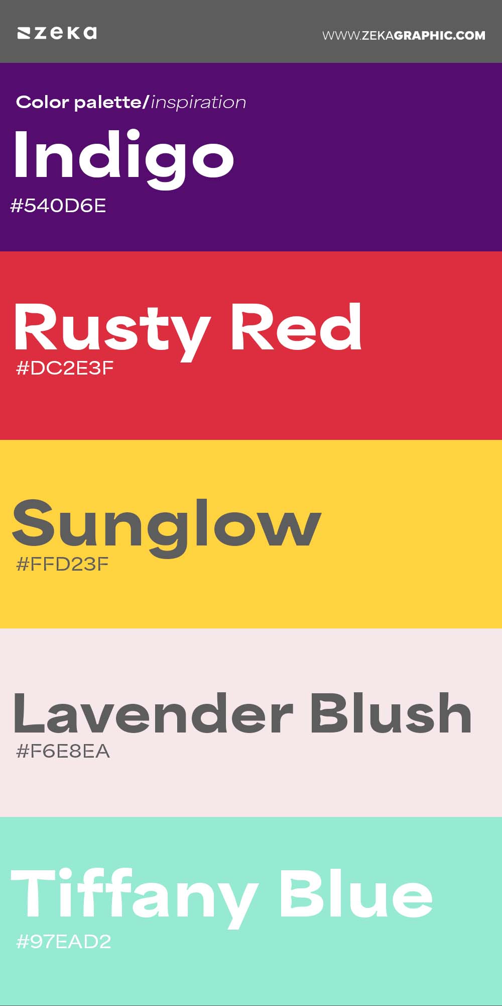 Color Palette Inspiration 5 #540D6E #DC2E3F #FFD23F #F6E8EA #97EAD2
