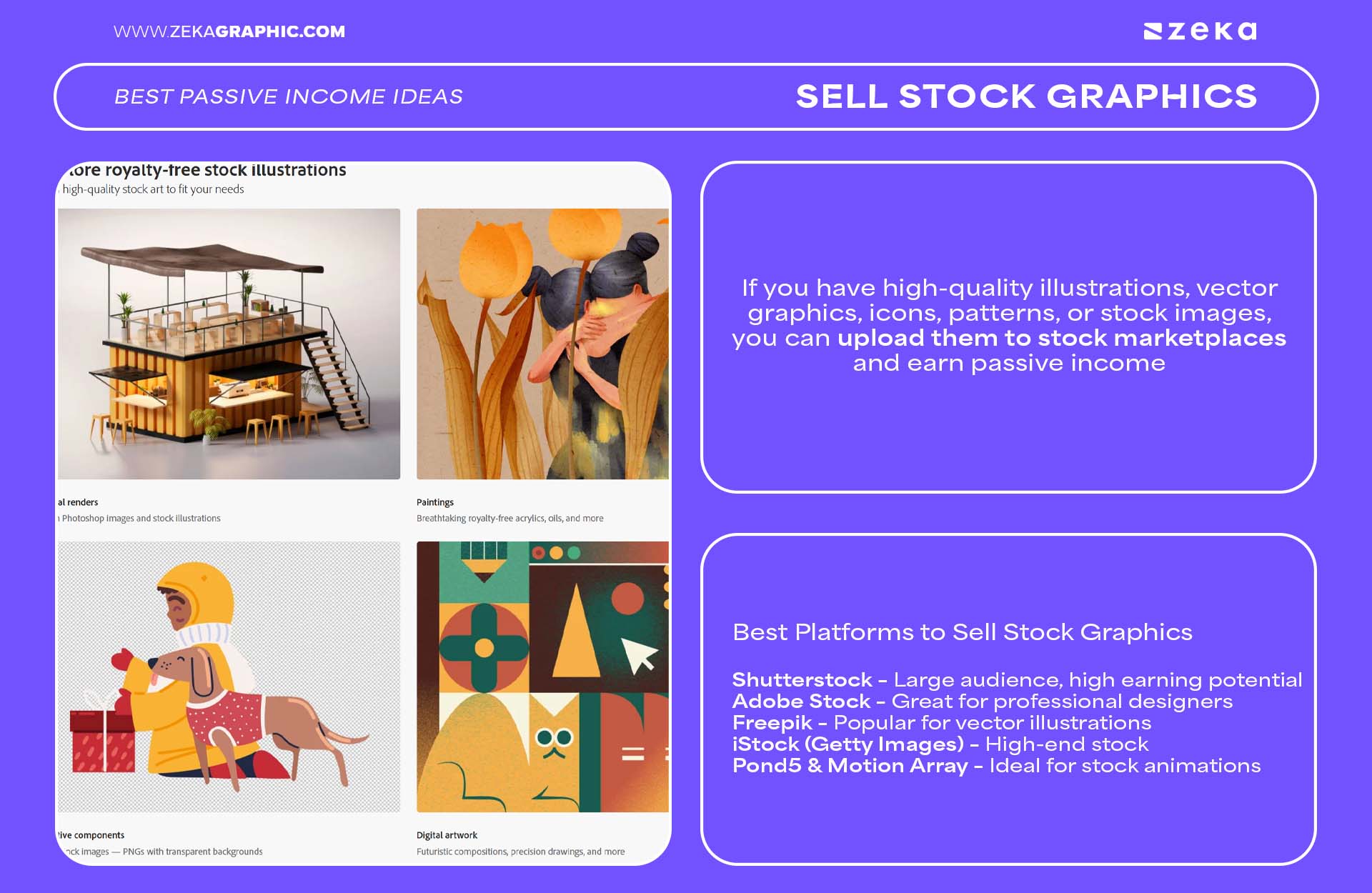 Best Passive Income Ideas for Graphic Designers Sell Stock Graphics, Photos & Videos