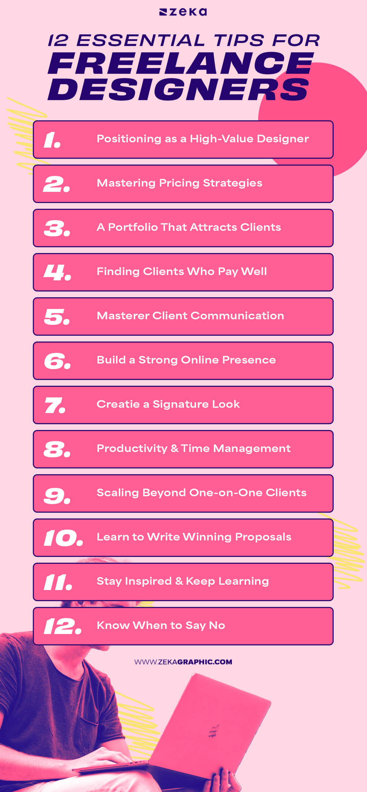 12 Tips for Freelance graphic Designers infographic