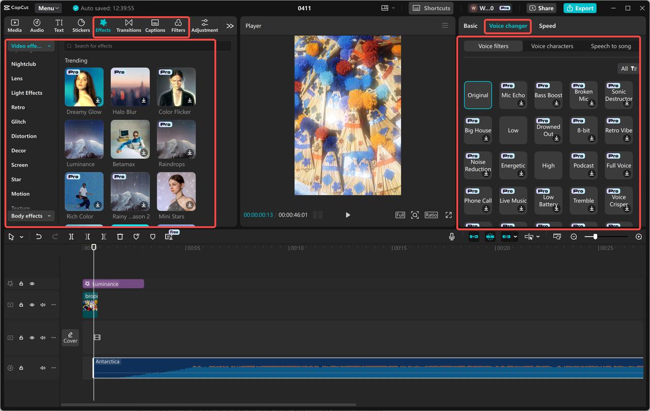 Customize your video with effects