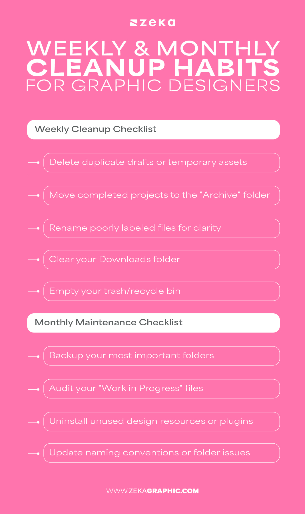 Weekly & Monthly Cleanup Habits for graphic designers