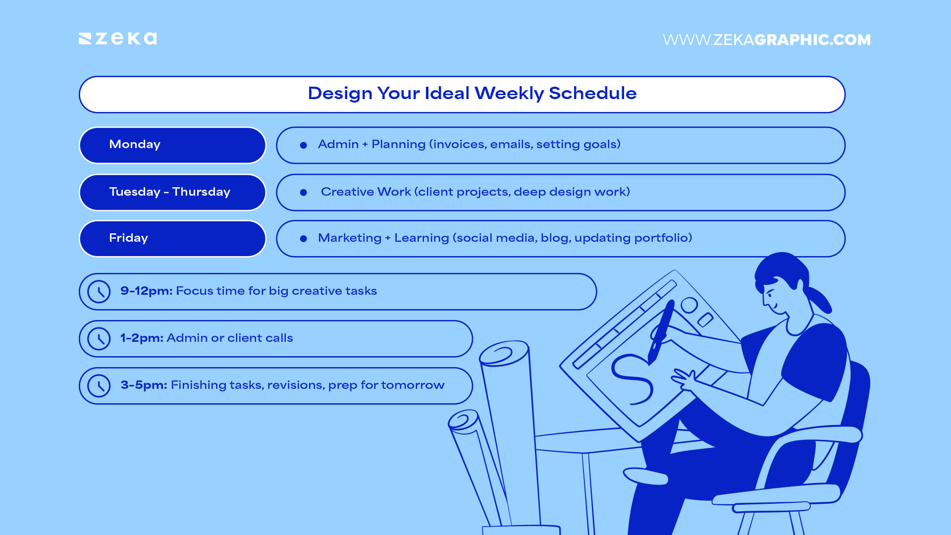 ideal daily routine for freelance designers