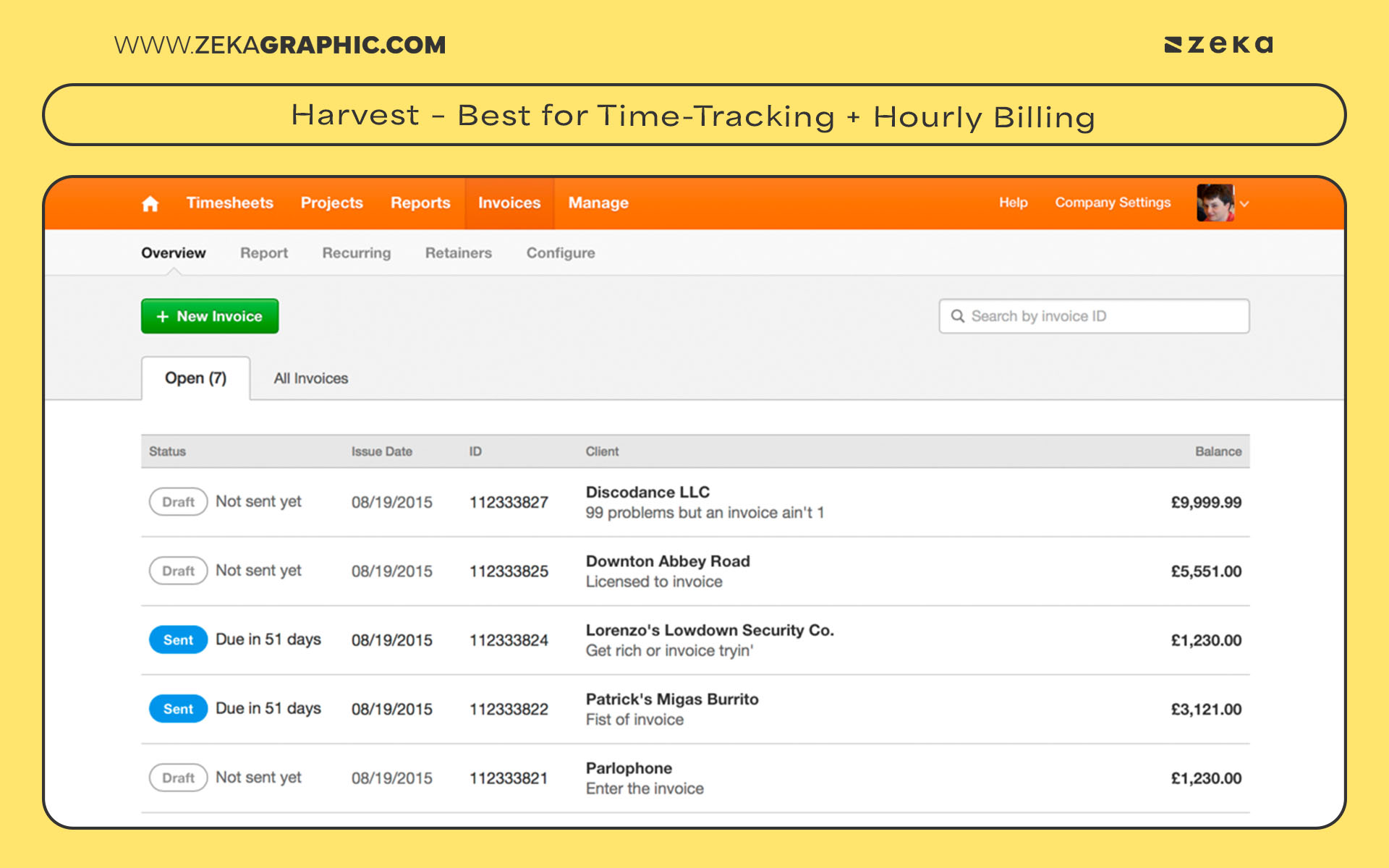 Harvest – Best for Time-Tracking + Hourly Billing