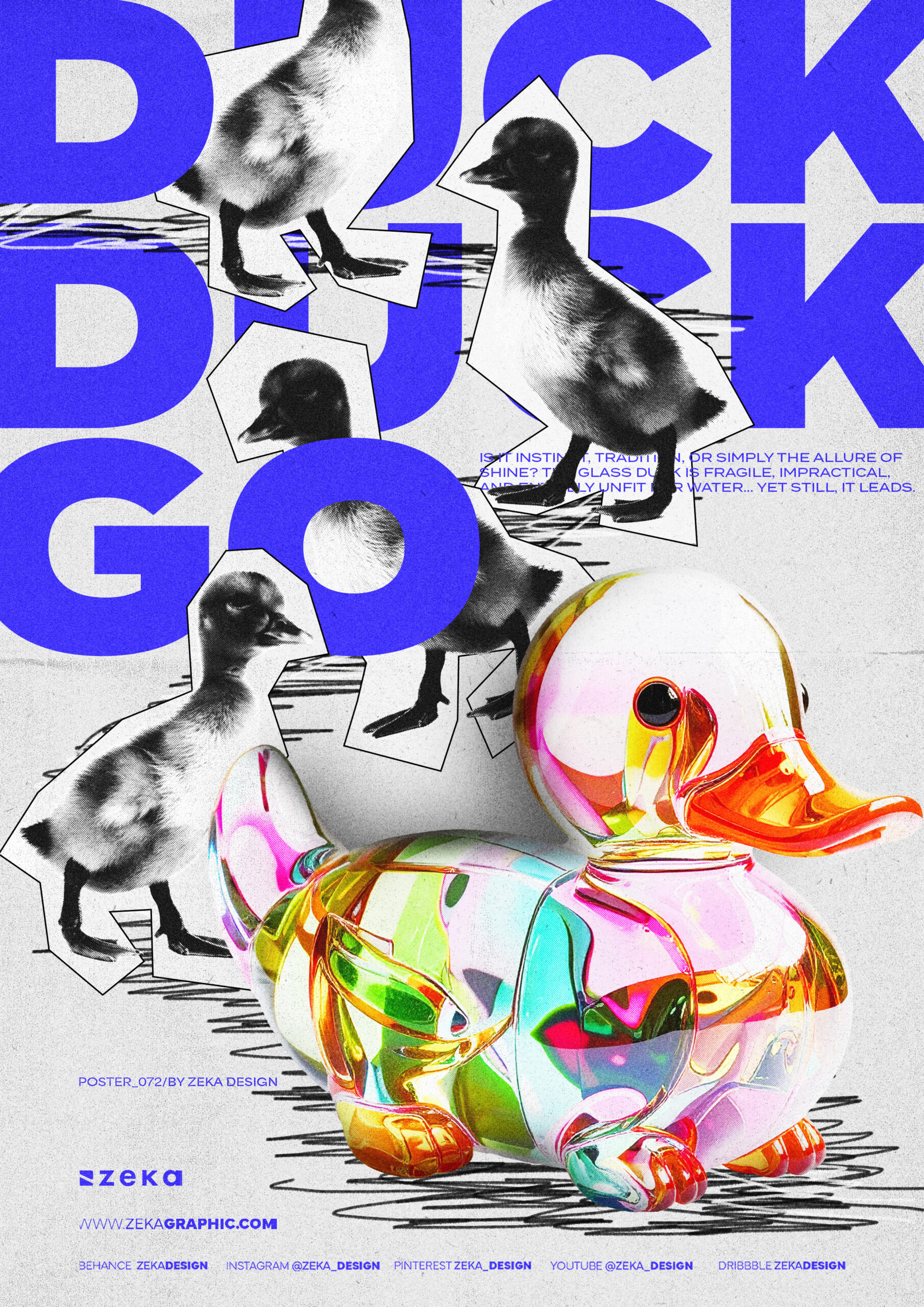 0072 Glass Duck Digital Collage Brutalist Poster Design by Zeka Design