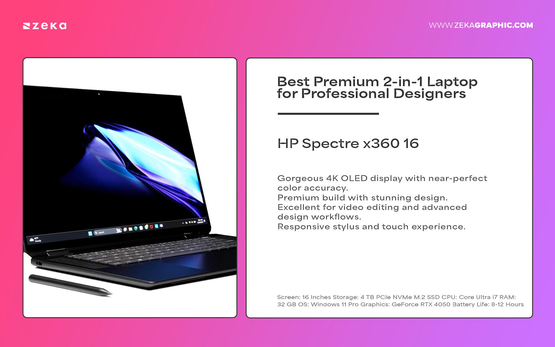 HP Spectre x360 16 - Best Premium 2-in-1 Laptop for Professional Designers