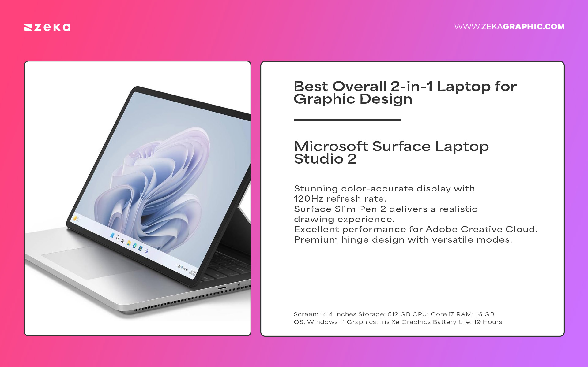 Microsoft Surface Laptop Studio 2 - Best Overall 2-in-1 Laptop for Graphic Design in 2025